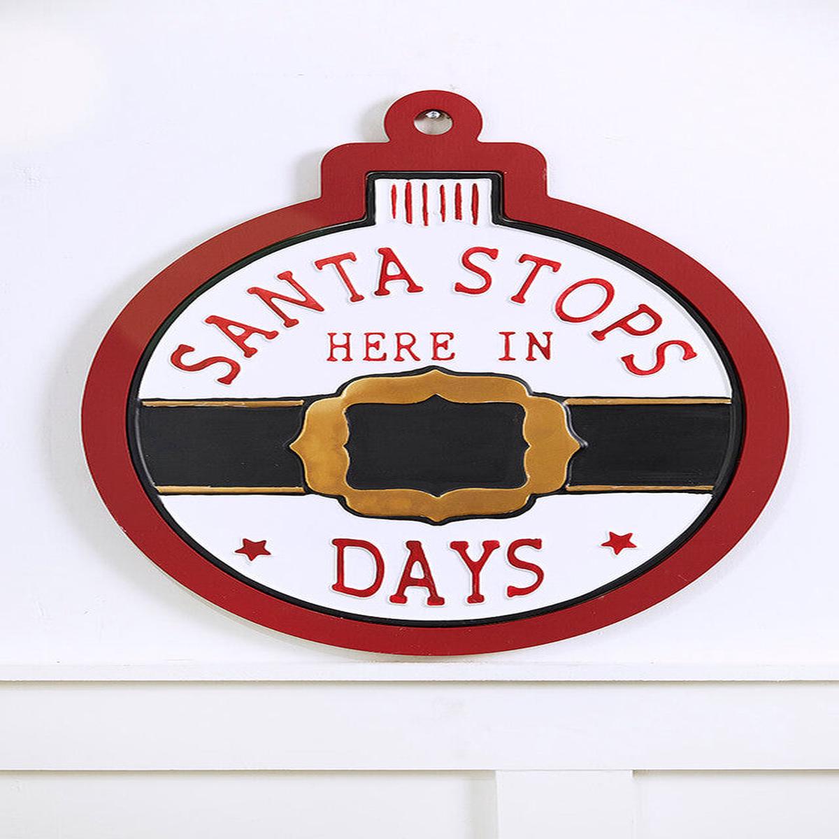 16 Inchi x 19 Inchi Santa Stops Here Christmas Wall Dcor Festive Holiday Sign