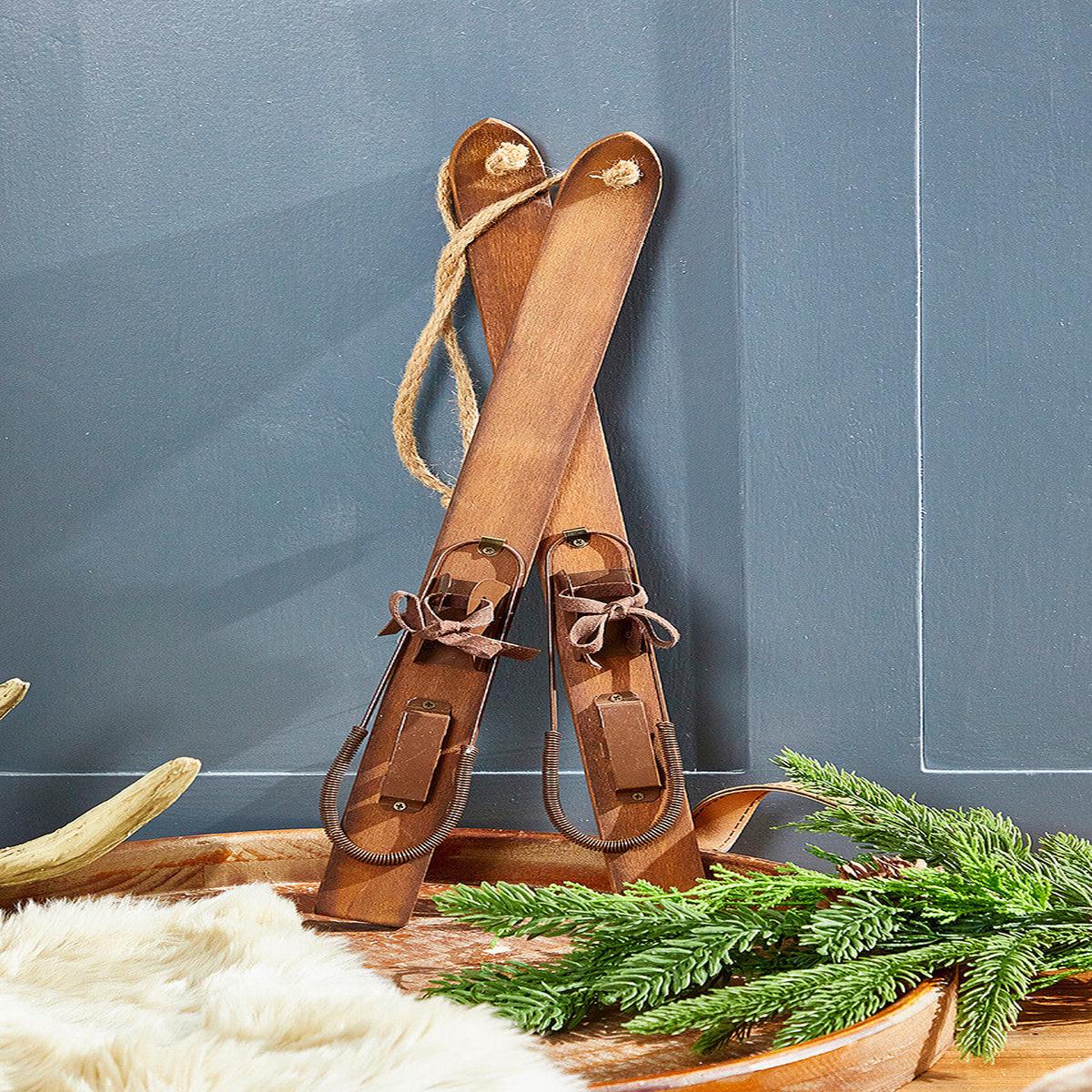 19.75 Inchi Skis Ornament Winter Woodland Christmas Holiday Decorative Accent