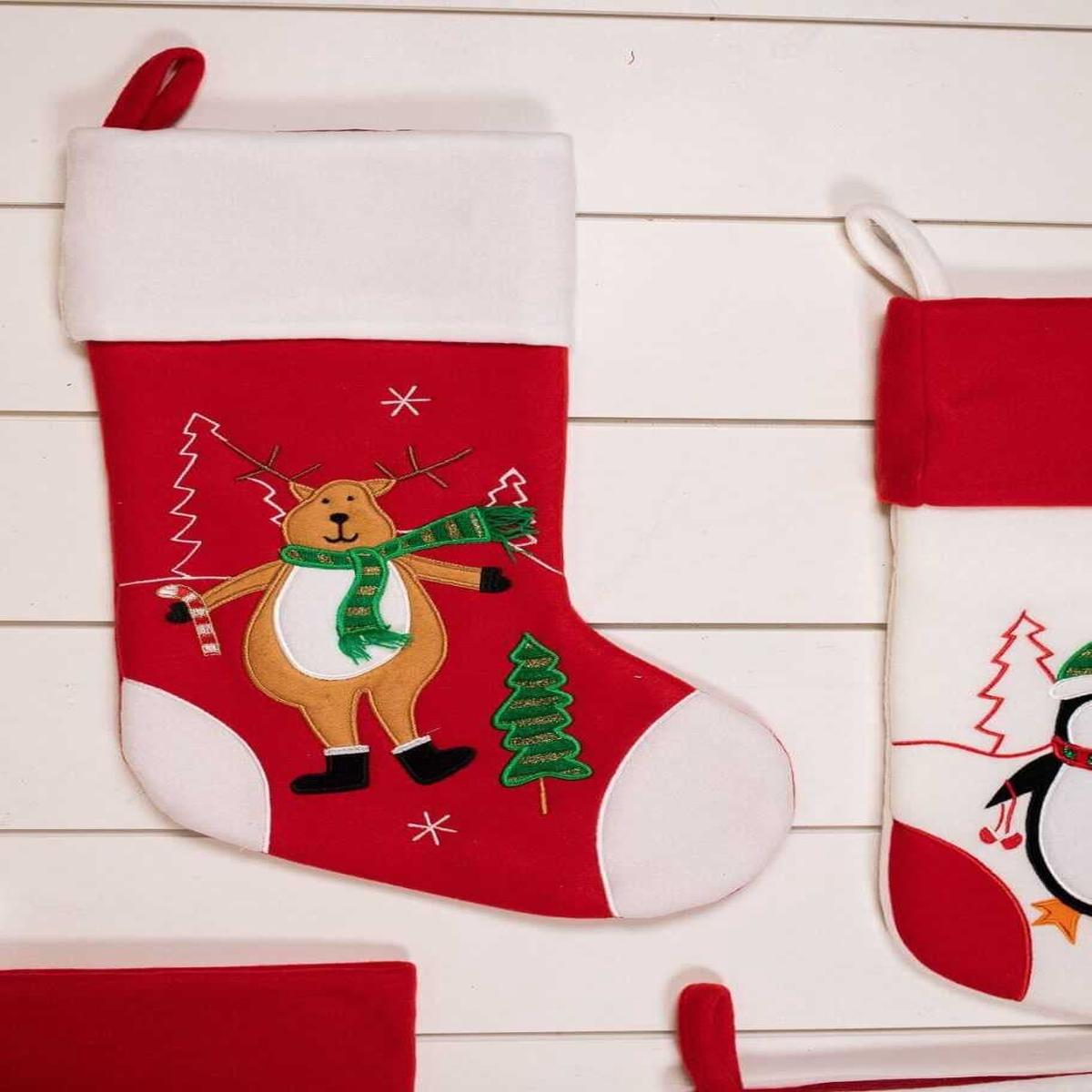 19 Inch Red/White Reindeer/Penguin/Snowman/Santa Stocking