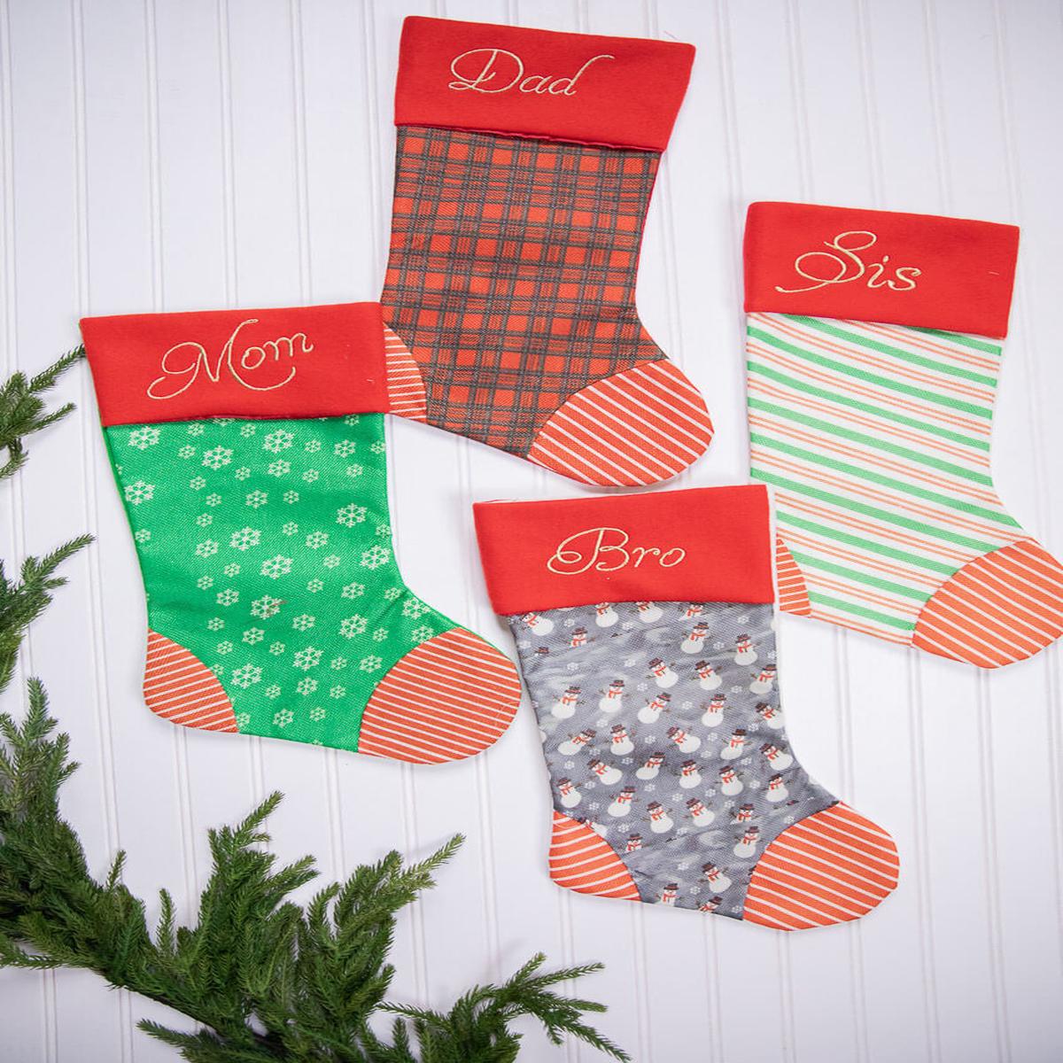 20 Inch Fabric Holiday Stocking Decorative Christmas Mantel Stocking