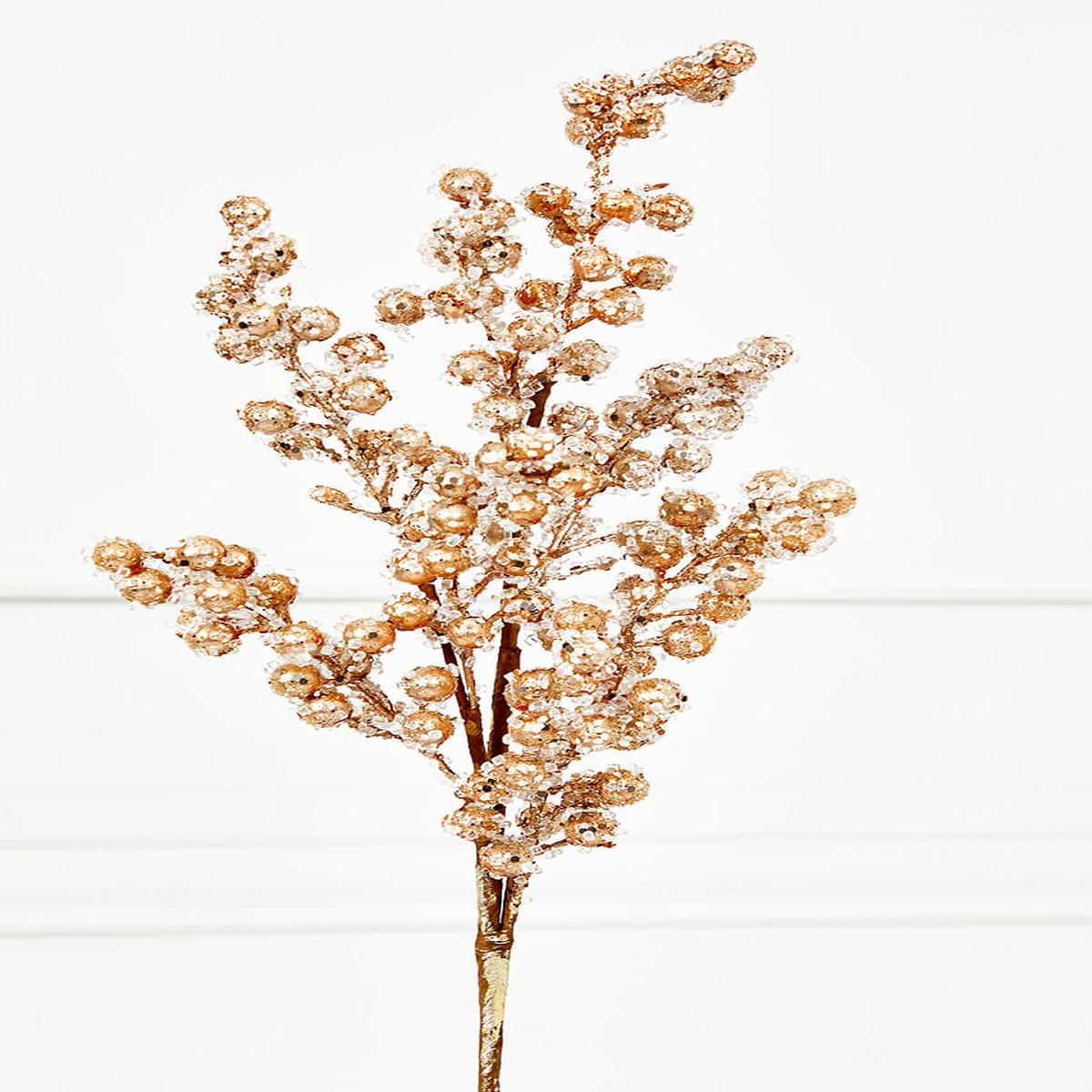 27 Inch Beaded Iced Berry Spray - Champagne