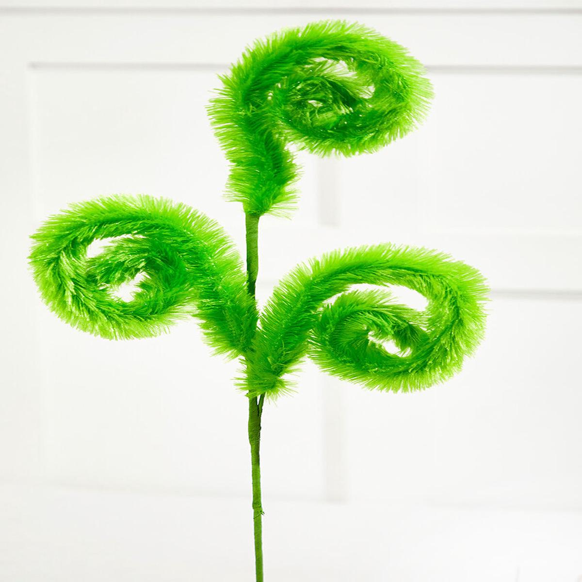 28 Inch Green Furry Curly Spray Christmas Tree Decor Accent