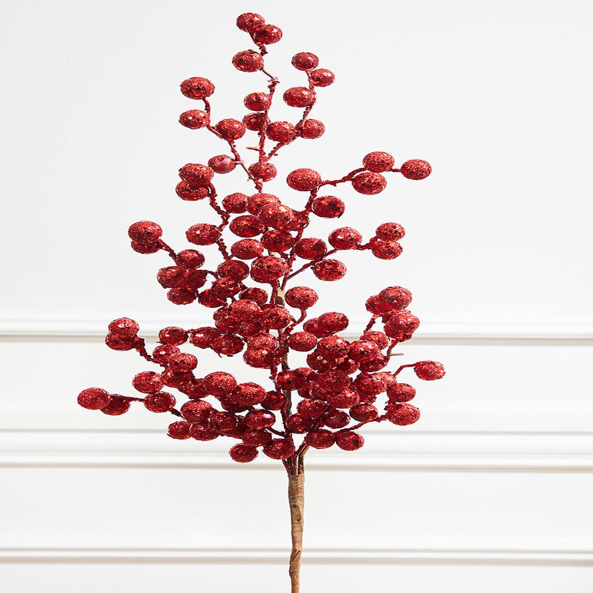 29 Inch Red Crabapple Glitter Spray