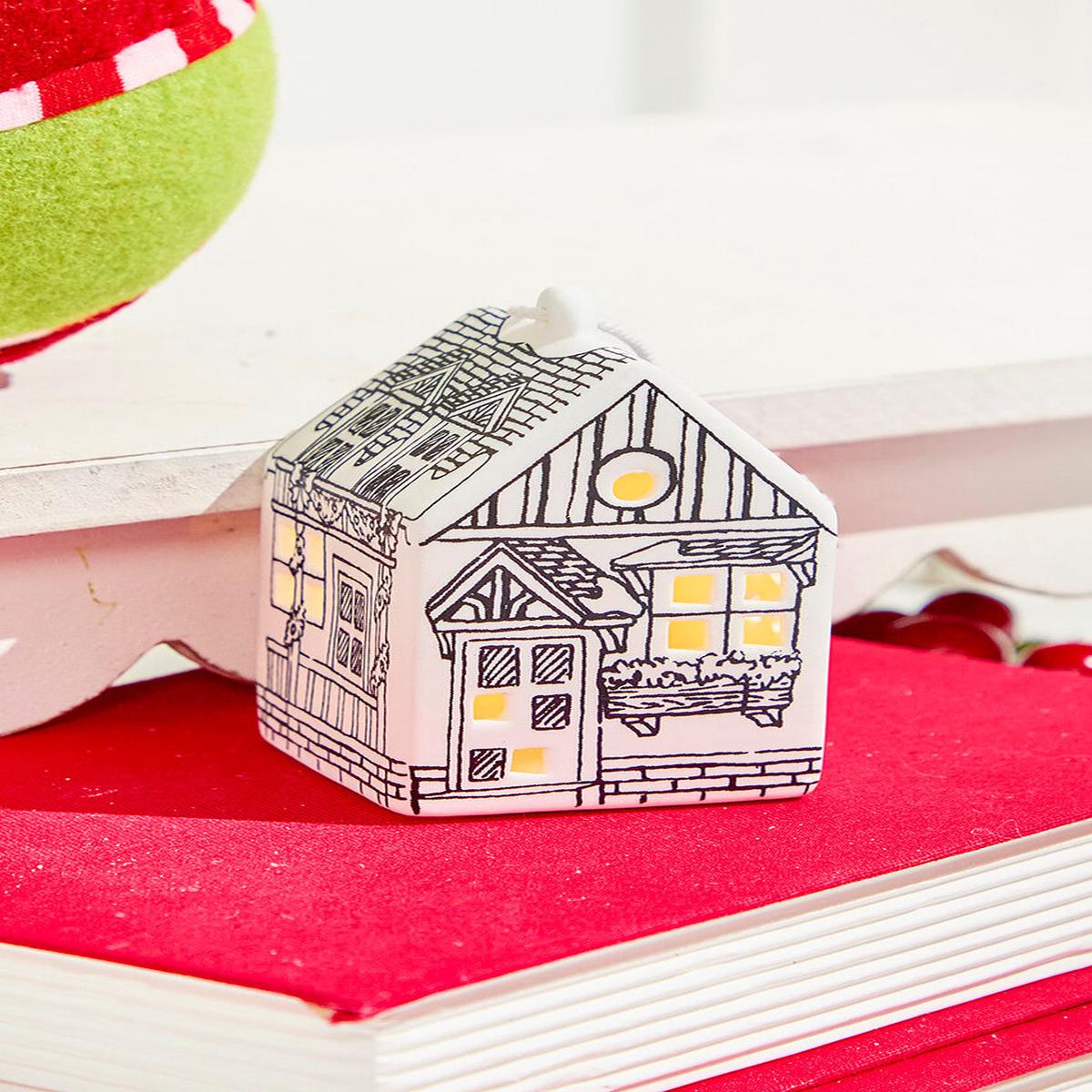 3 Inch LED Ceramic House Ornament