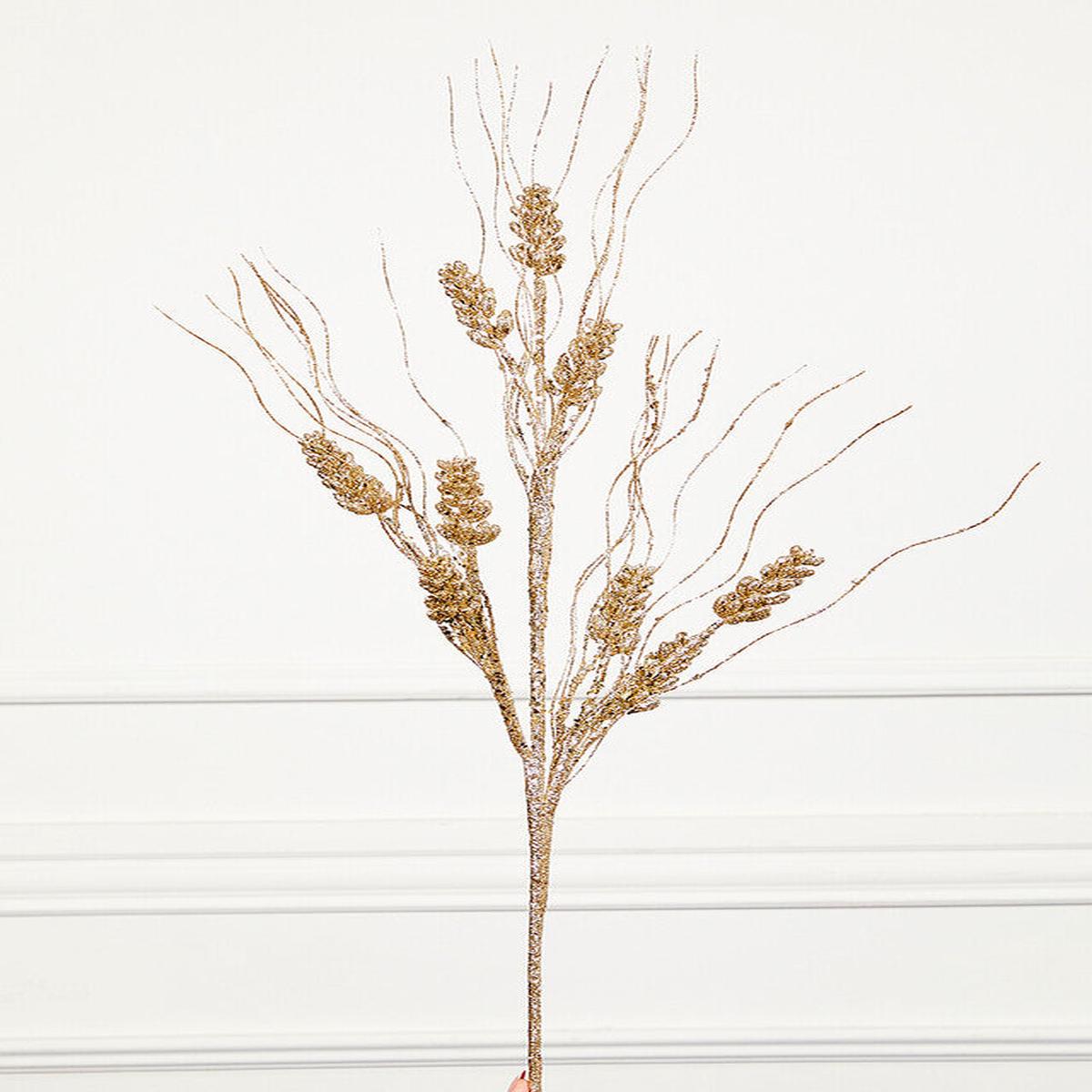 34.5 Inch Glitter Ruscus Branch  Platinum Sparkle for a Winter Wonderland Finish