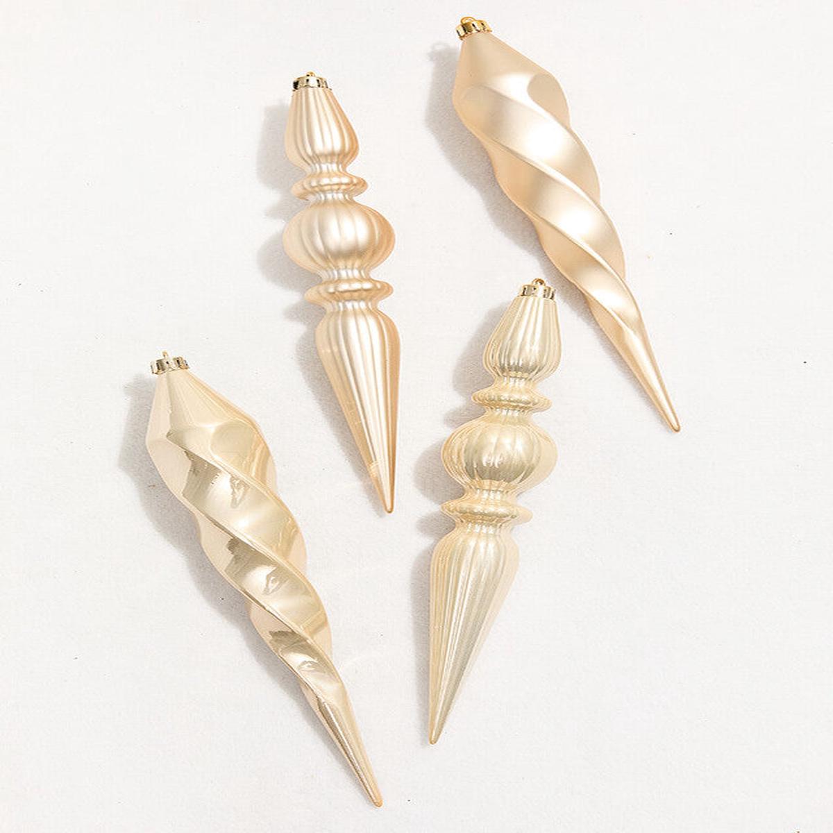 Pearl Finial Ornament Set of 4 12 Inch Elegant Christmas Decor