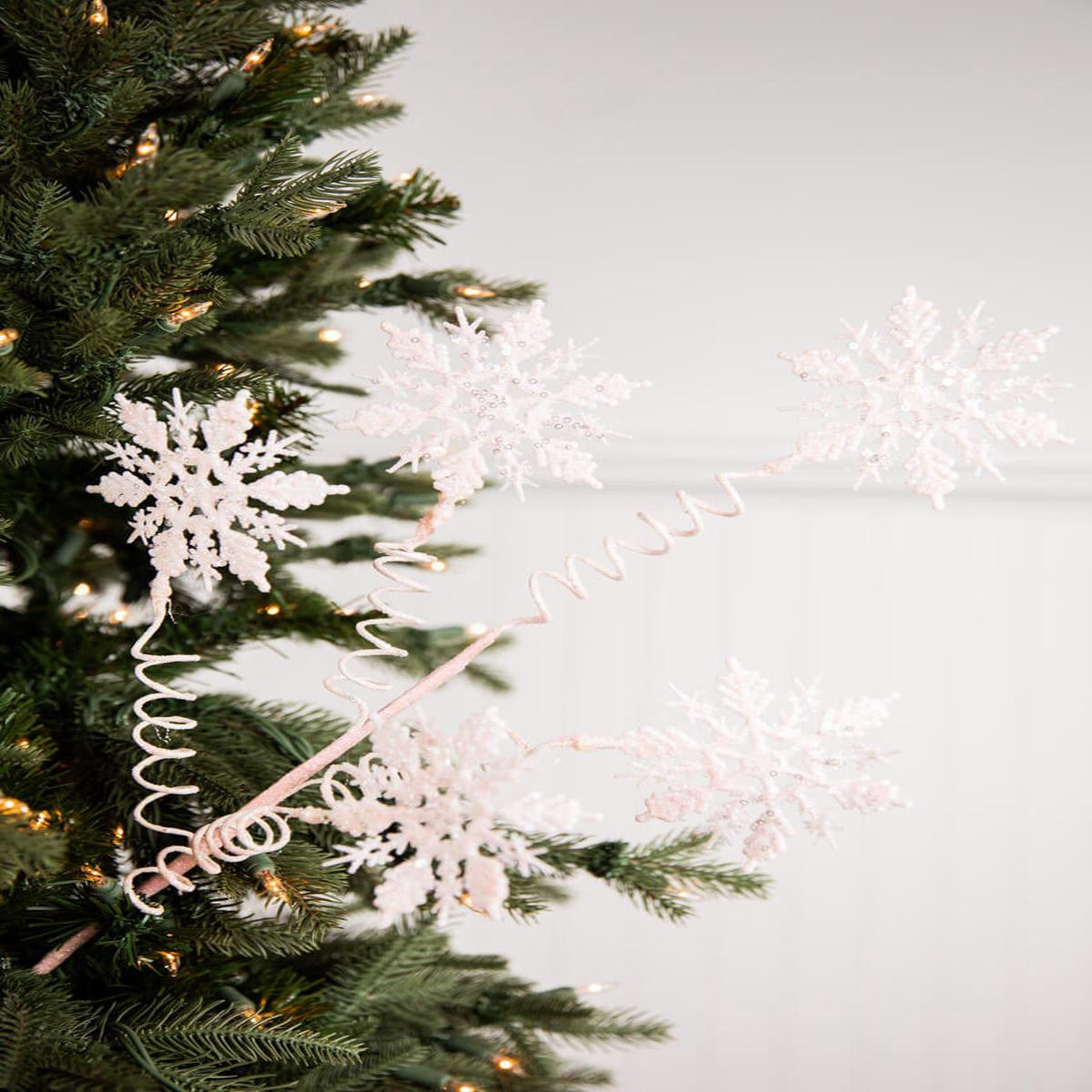 Pink Curly Snowflake Stem 25 Inch Christmas Tree Decoration