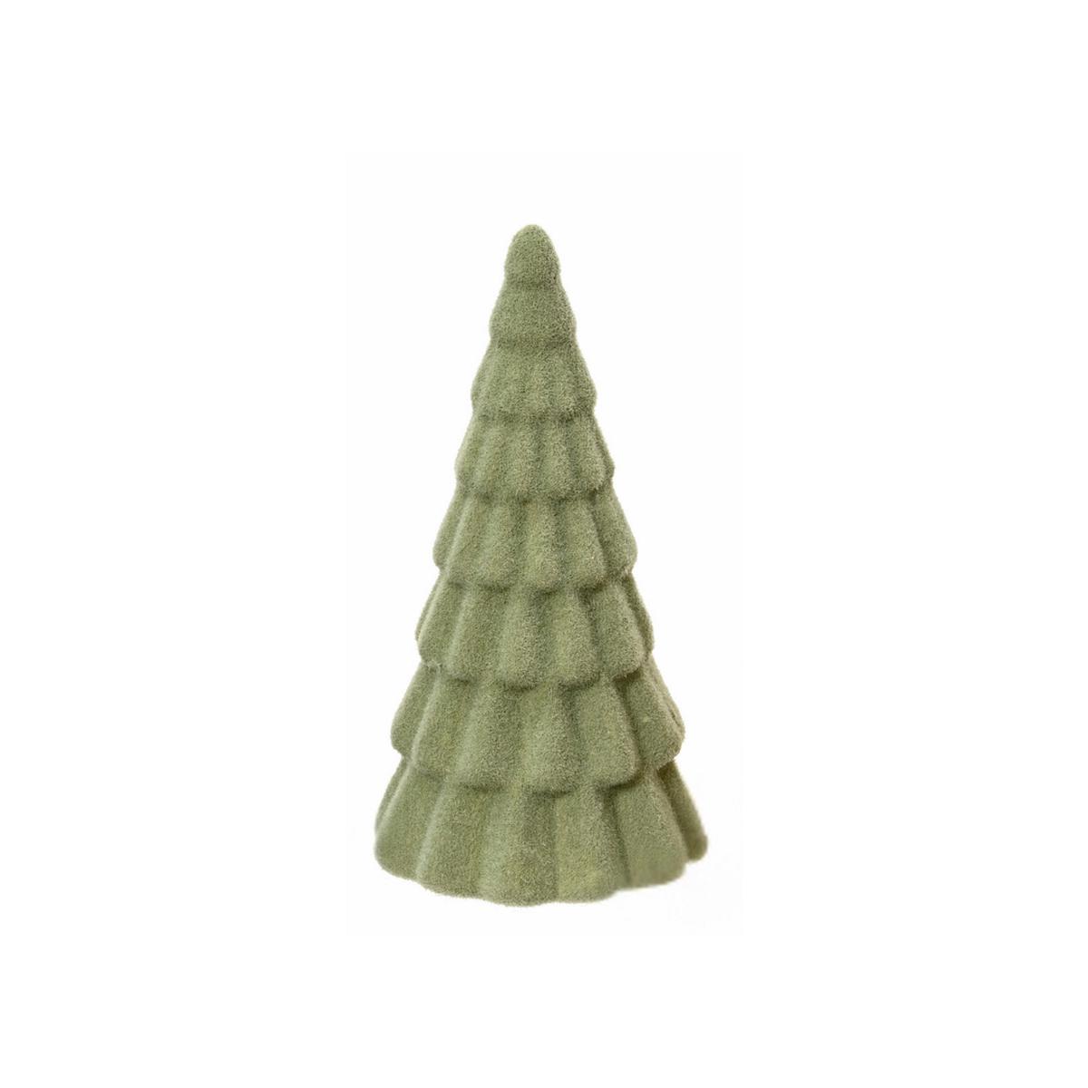 Sage Green Flock Fluted Tree Christmas Decoration