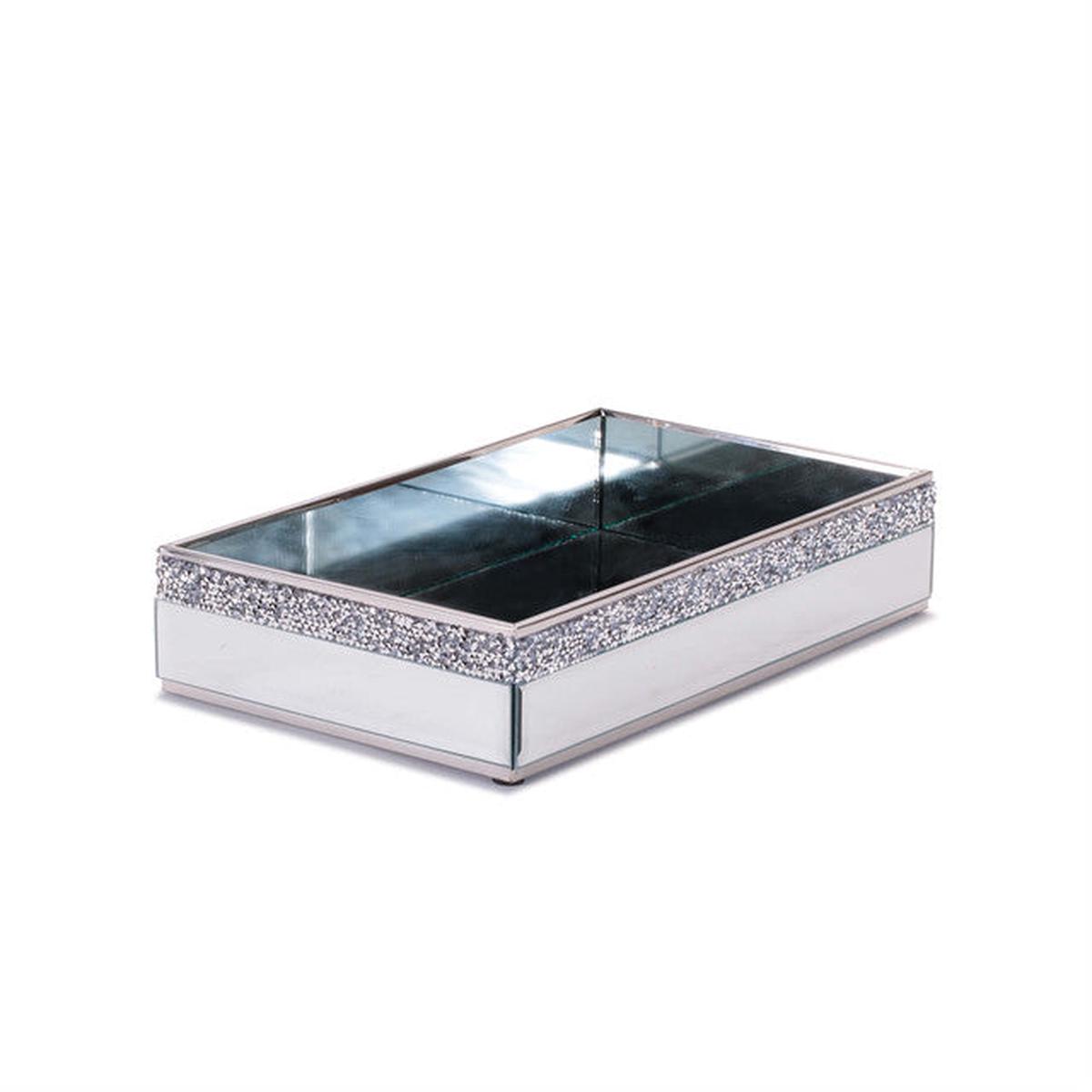 Small Metal Glass Decorative Tray Elegant Home Accent Serving Display Tray 10 Inch