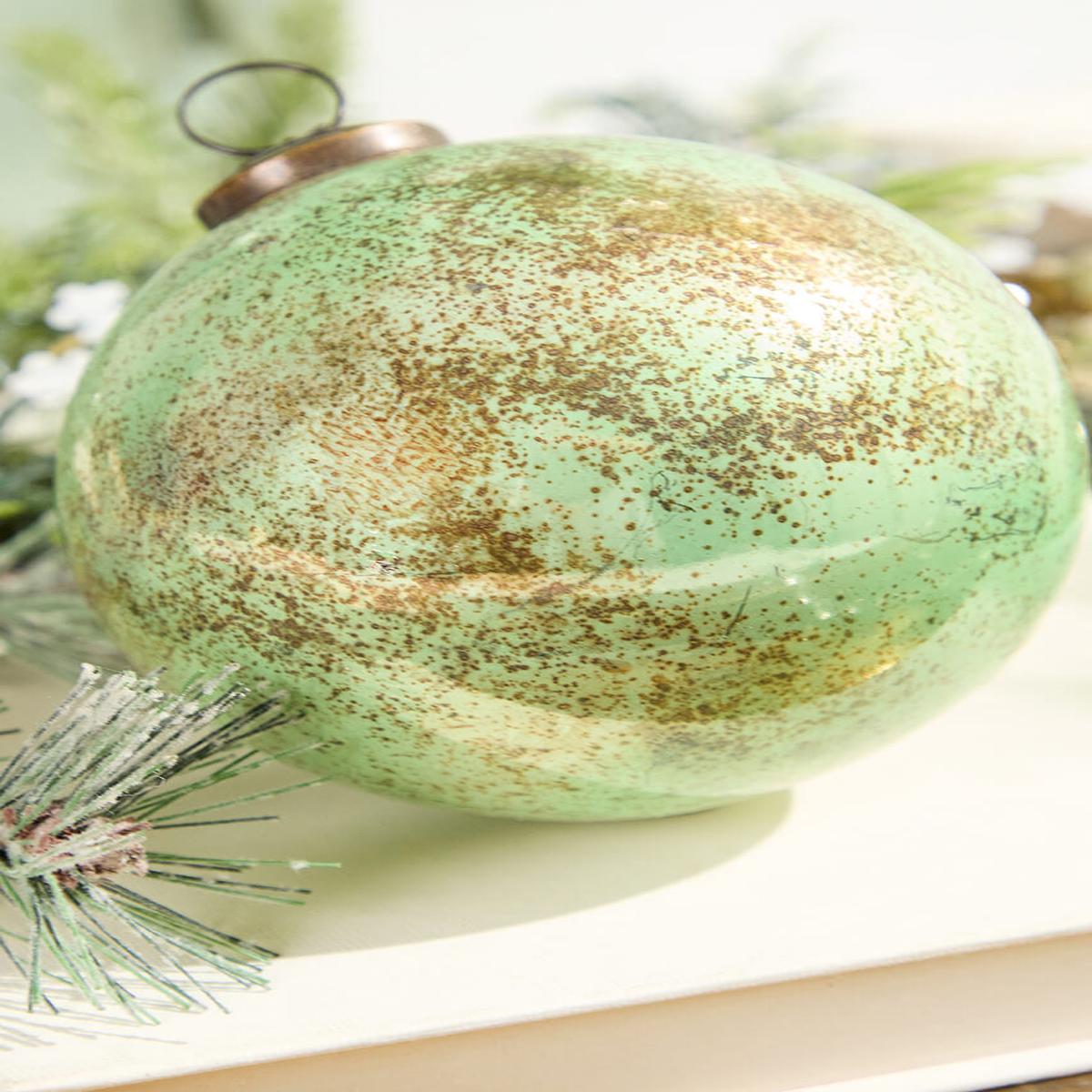 Spruce Antique Finished Glass Ball Ornament 4 Inch Vintage Christmas Decor