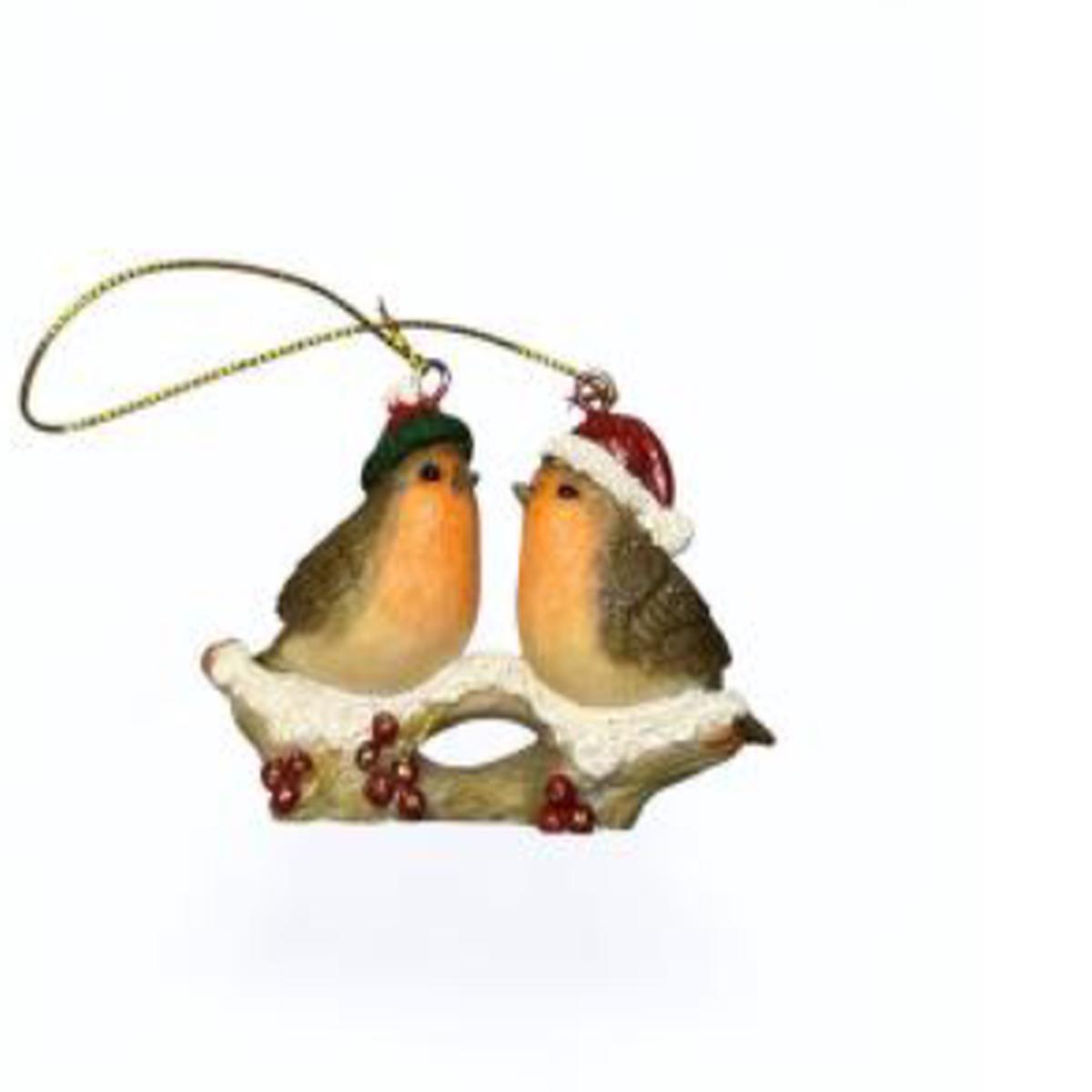 Two Robins on Twig Hanging Decoration