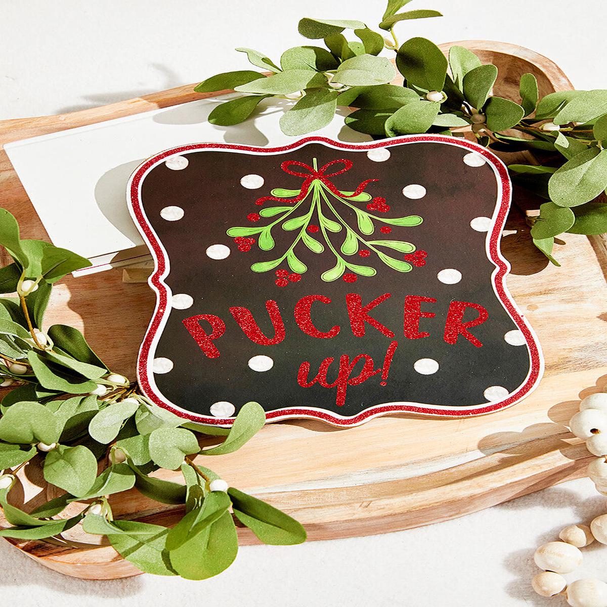 10.5 Inch x 9 Inch Glitter Pucker Up Sign