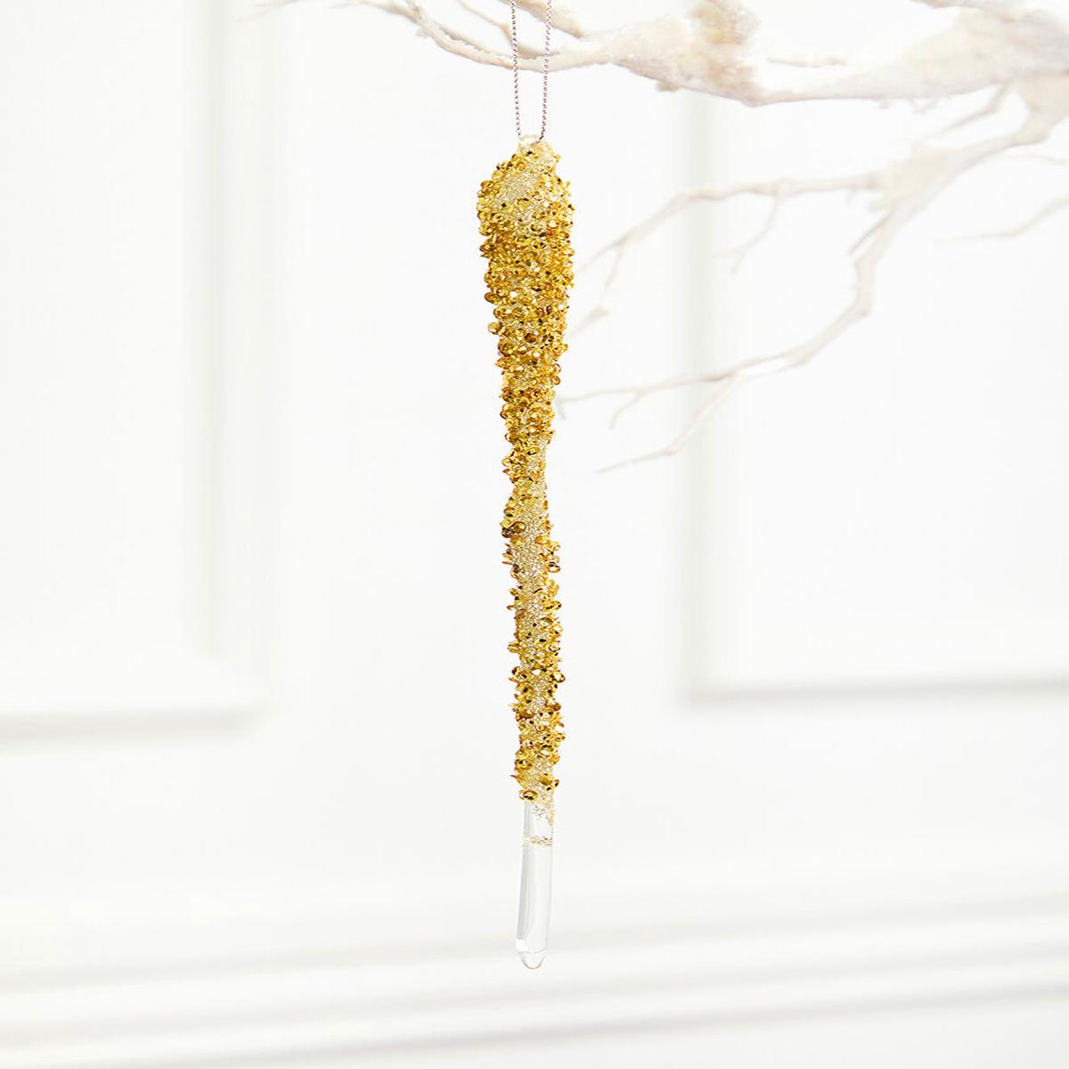 10 Inch Gold Icicle Glass Ornament Decorative Christmas Hanging Ornament