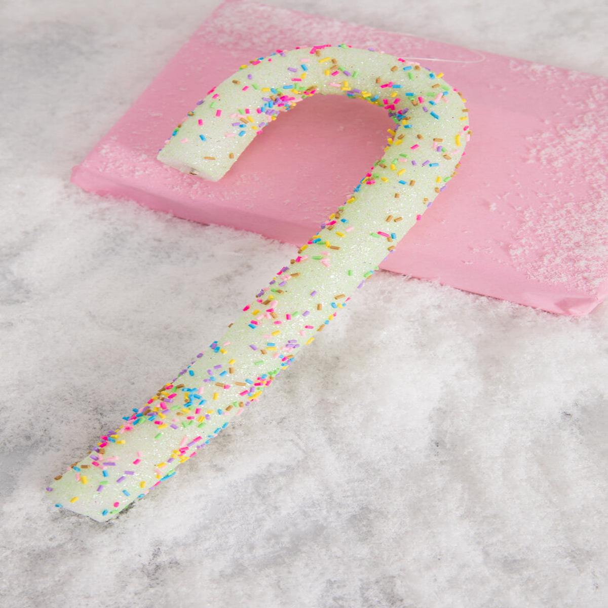 10 Inch Green Sprinkle Candy Cane