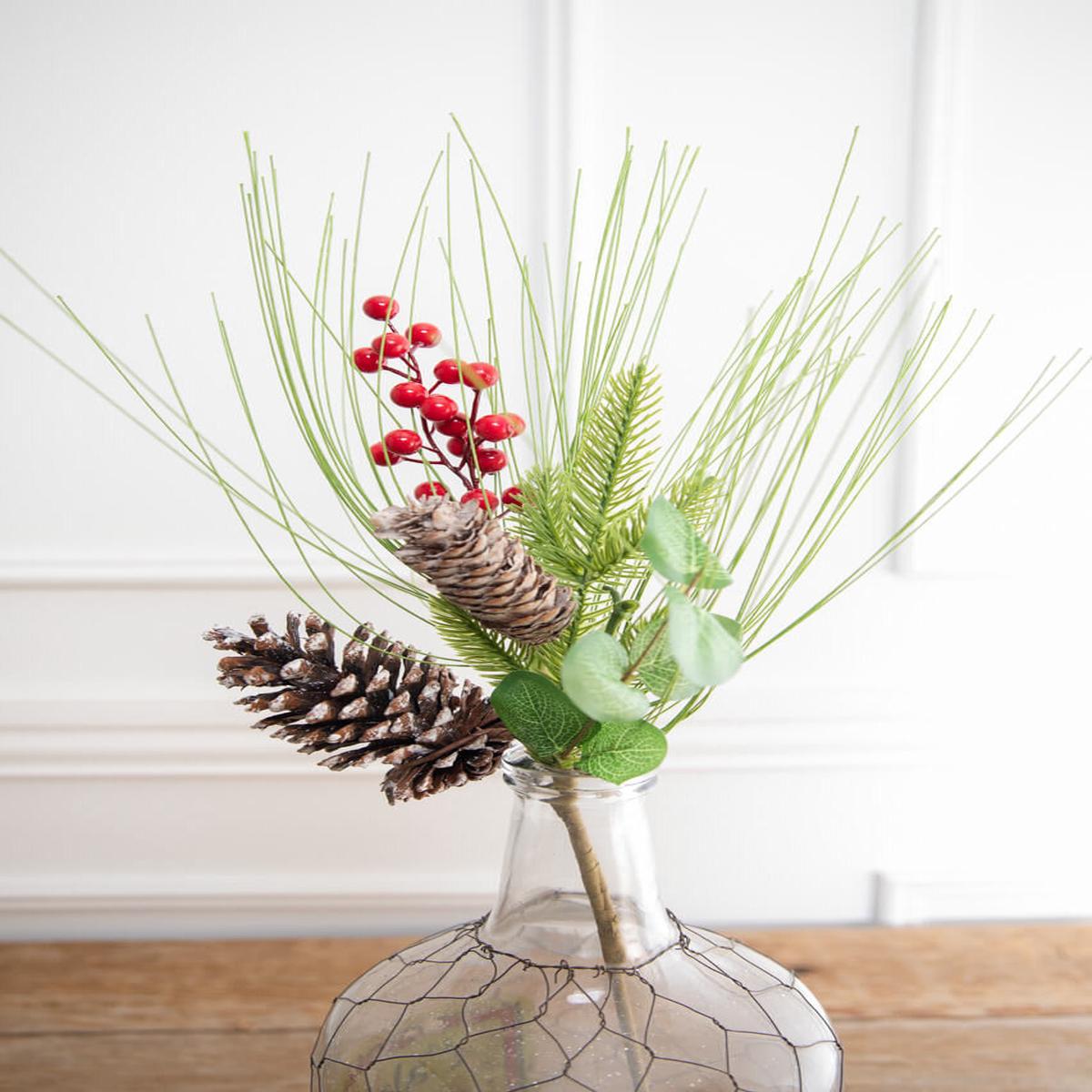 18 Inch Pine Berry Cone Spray