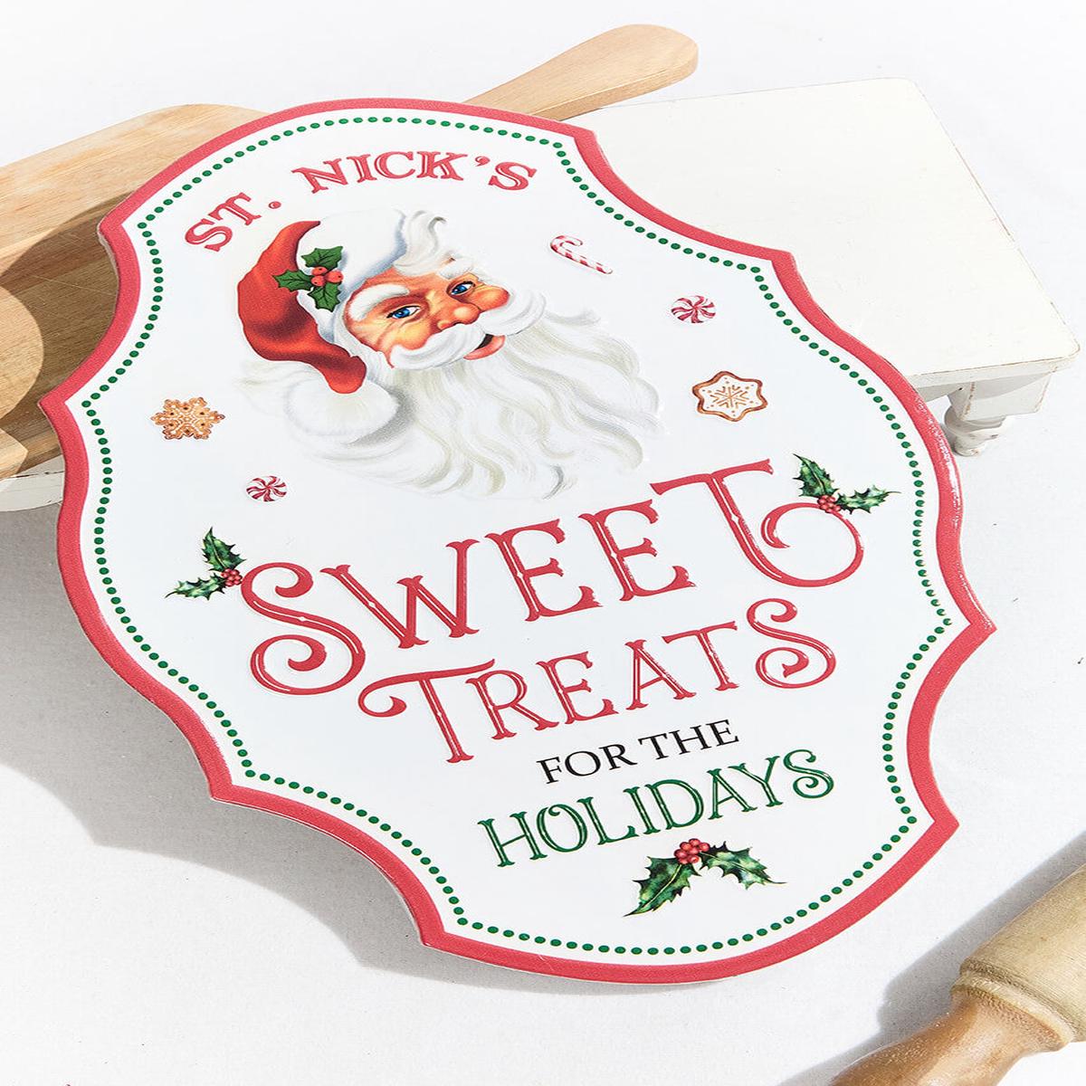 19.75 Inch Sweet Treats Iron Holiday Wall Plaque Whimsical Christmas Decorative Sign