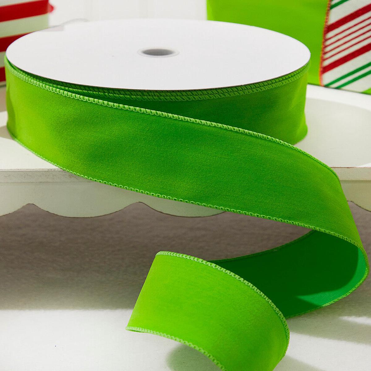 2.5 Inchi x 25 Yards Apple Green Velvet Ribbon Luxury Holiday Craft Ribbon