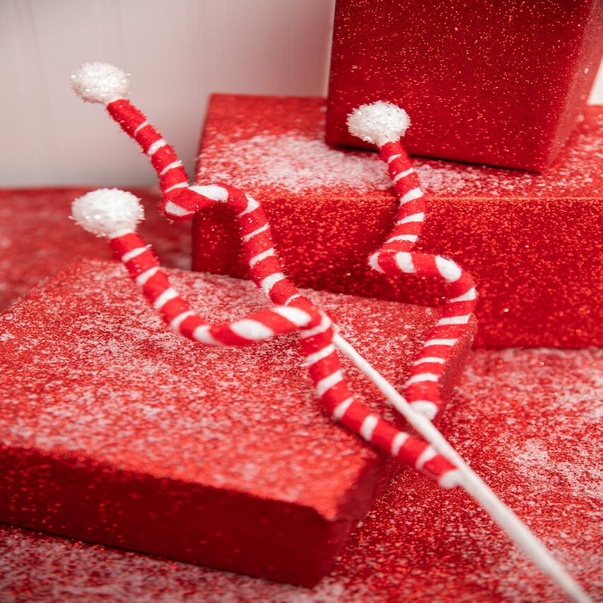 24 Inch Red & White Curly Stem with Ball