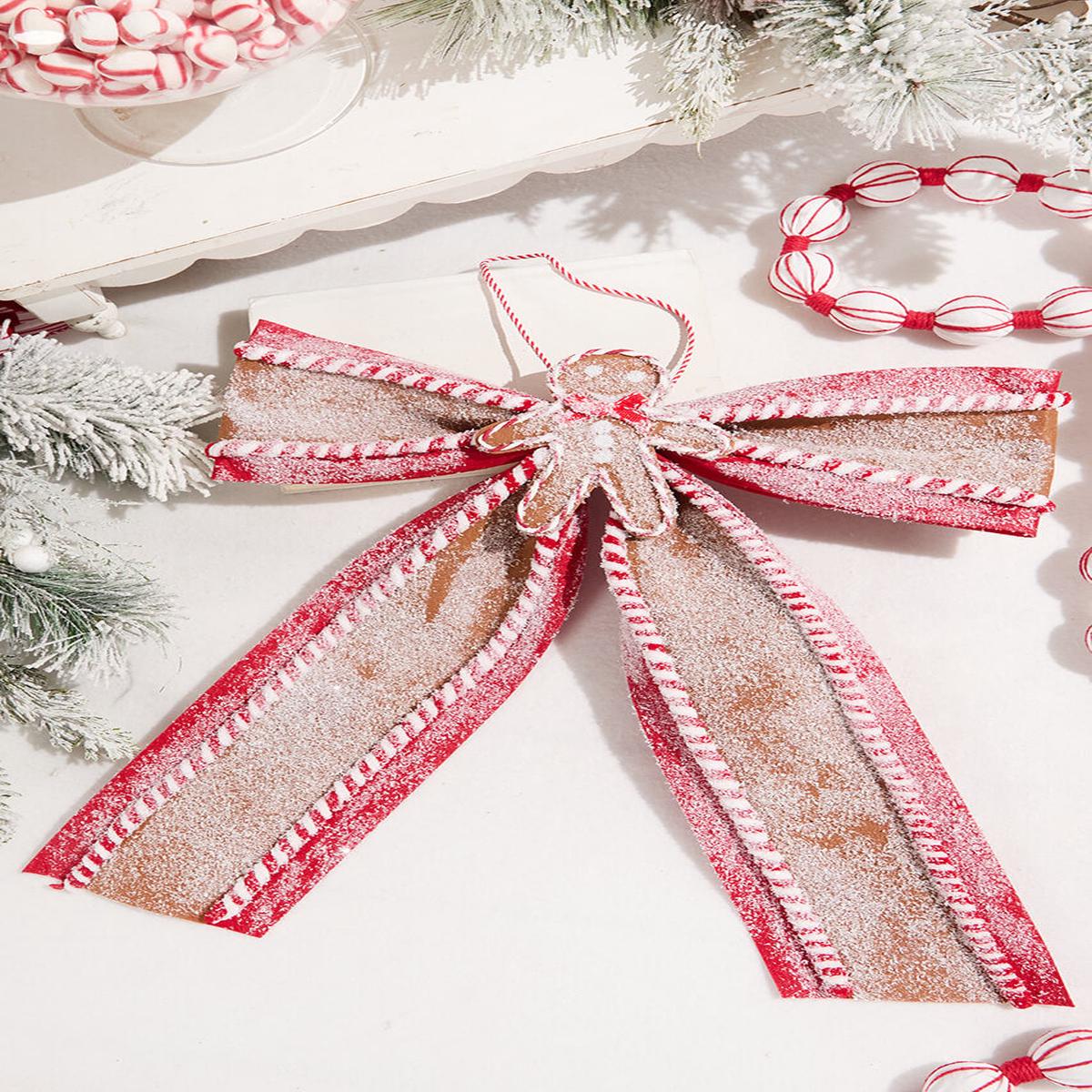 24 Inchi Sugar & Spice Gingerbread Bow Christmas Holiday Decor