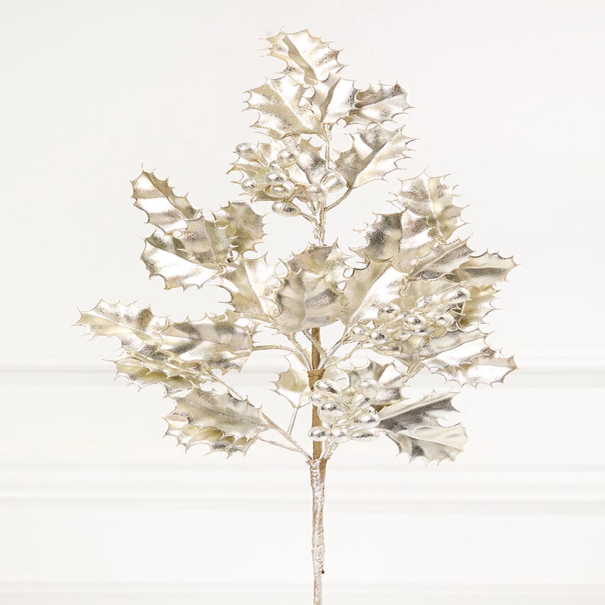 27 Inch Platinum Holly Berry Stem