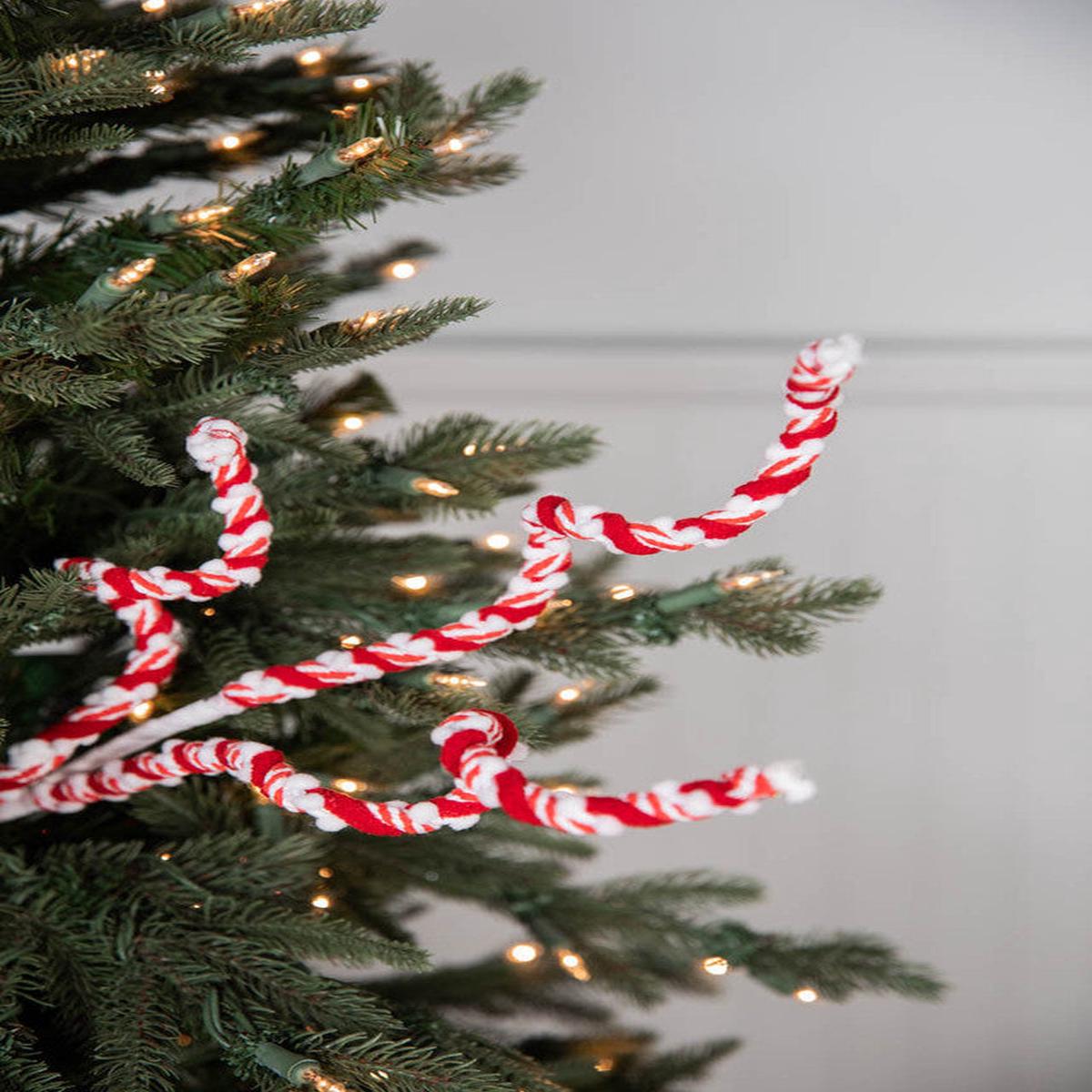 29 Inch Peppermint Curly Stem Candy Stripe Christmas Decor