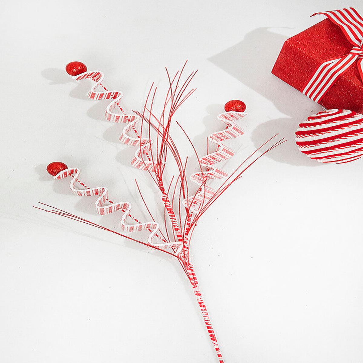 31 Inch Red and White Peppermint Spray  Festive Candy-Inspired Holiday Magic