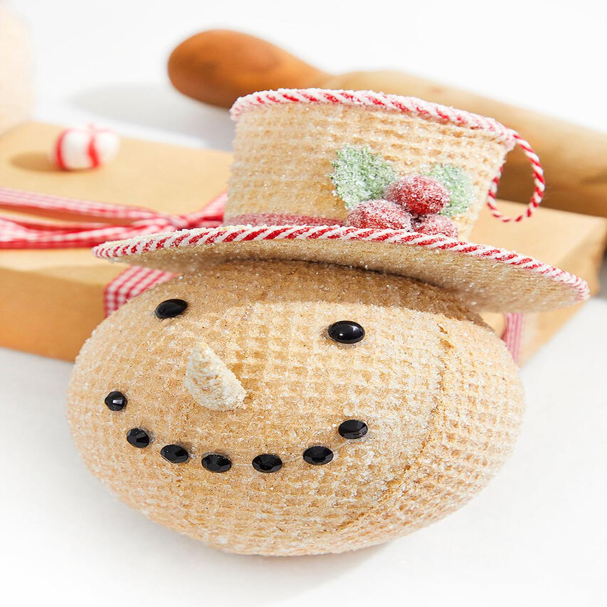 Peppermint Stripe Snowman Ornament 6 Inch Christmas Decor
