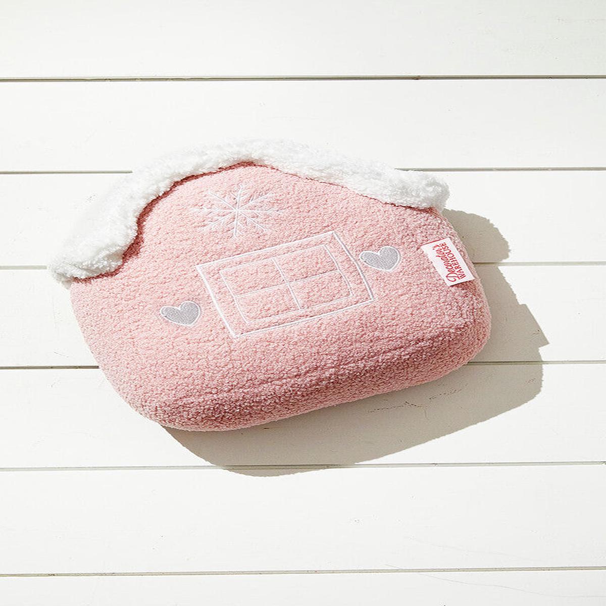 Pink Gingerbread House Pillow Christmas Plush Decorative Cushion