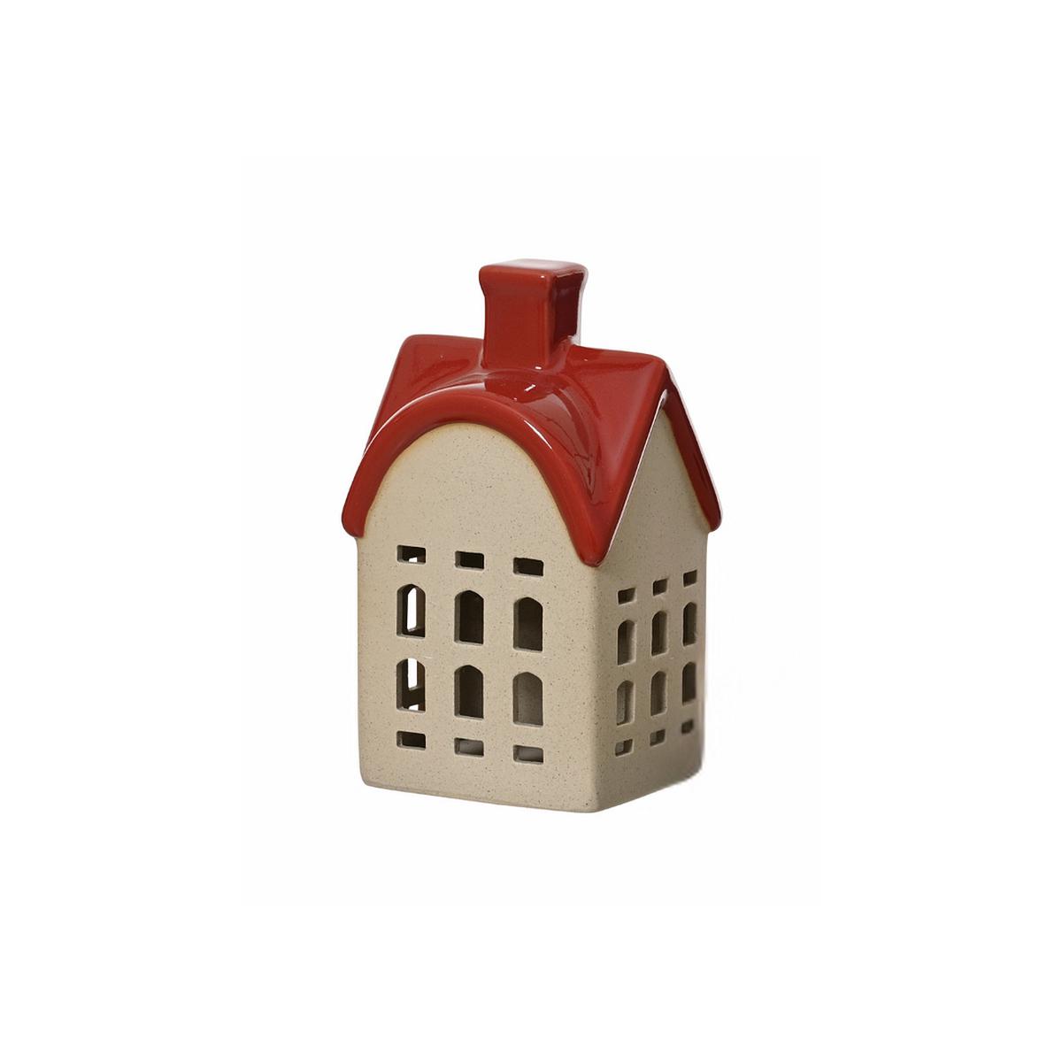 Porcelain House with Red Roof Christmas Decoration