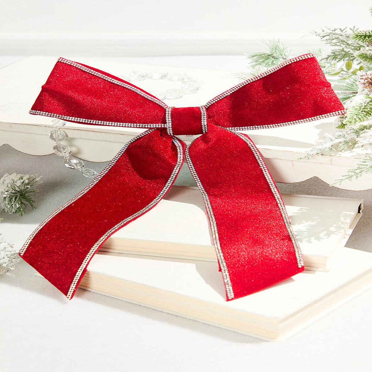 Red Bow with Jewel Trim 9 x 14 Inch Christmas Door and Home Decor