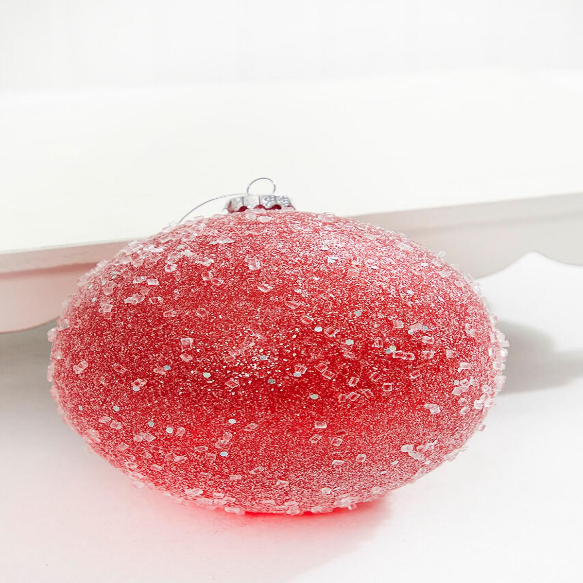 Red Ice Gumdrop Ball Ornament 6 Inch Festive Christmas Tree Decor