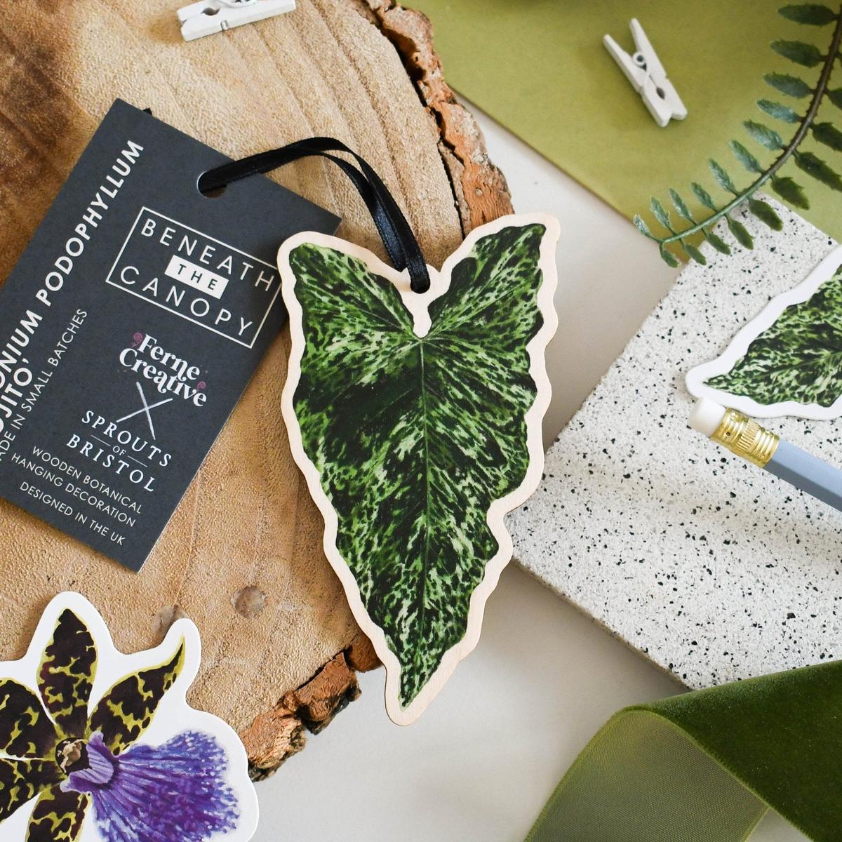 Syngonium Mojito Wooden Decoration [Beneath the Canopy RHS Collab]