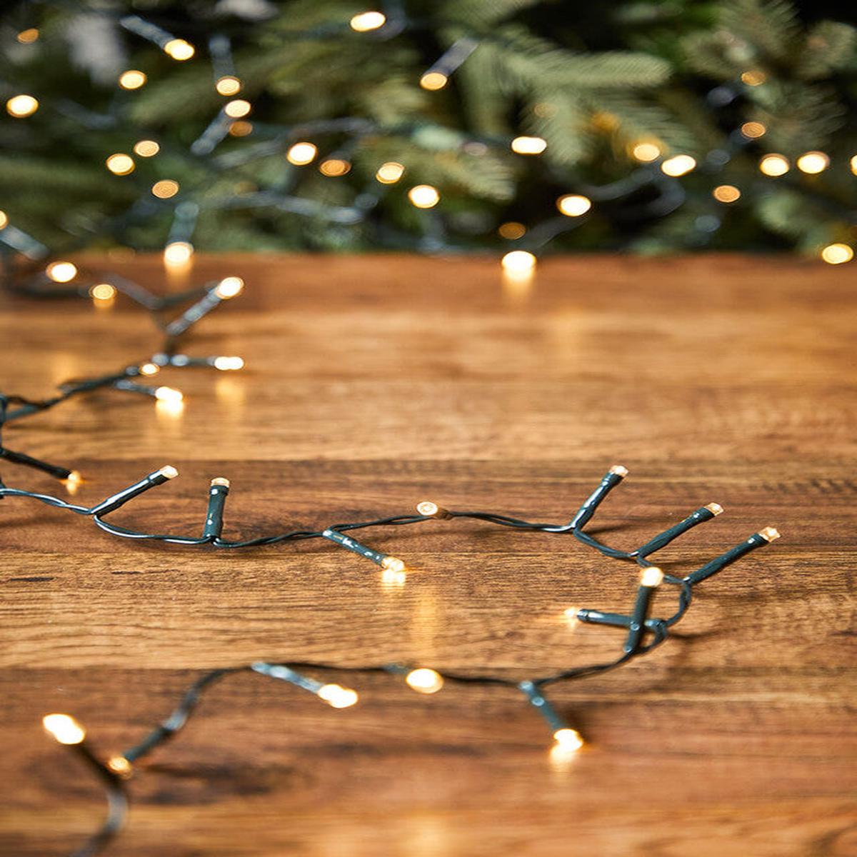 10' Battery Operated Warm White Compact Lights 96 LED Green Cord Christmas Holiday Lighting