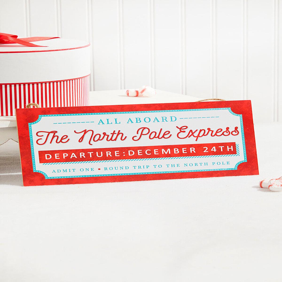 12.5 Inch x 6 Inch The North Pole Express Sign