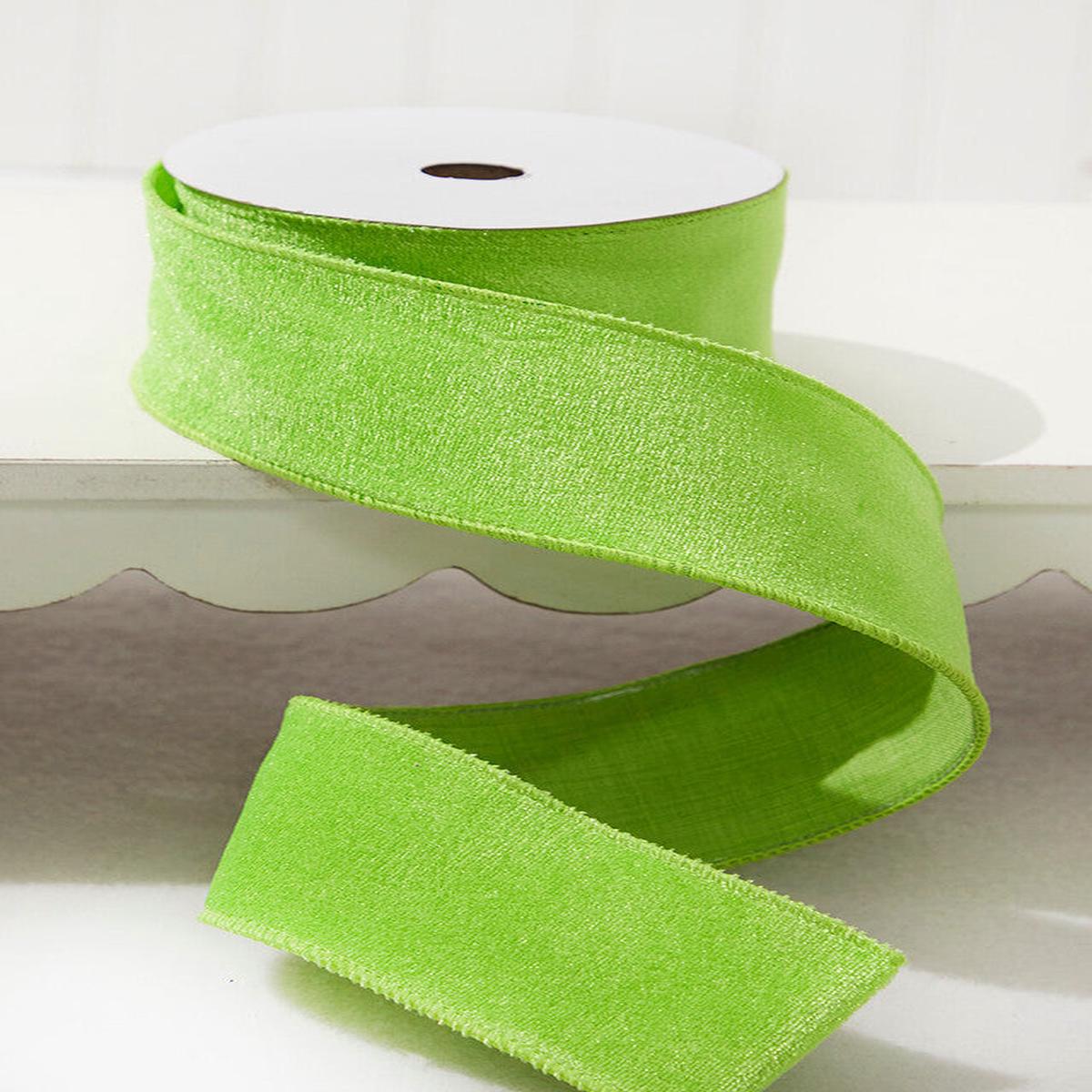 2.5 Inchi x 10 Yard Lime Green Velvet Wired Ribbon Festive Christmas Craft Dco