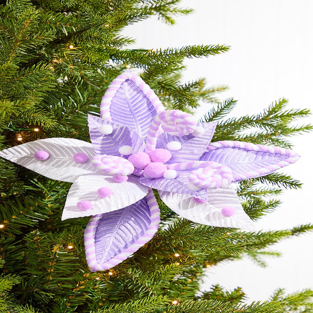 22 Inch Poinsettia Stem - Lavender White