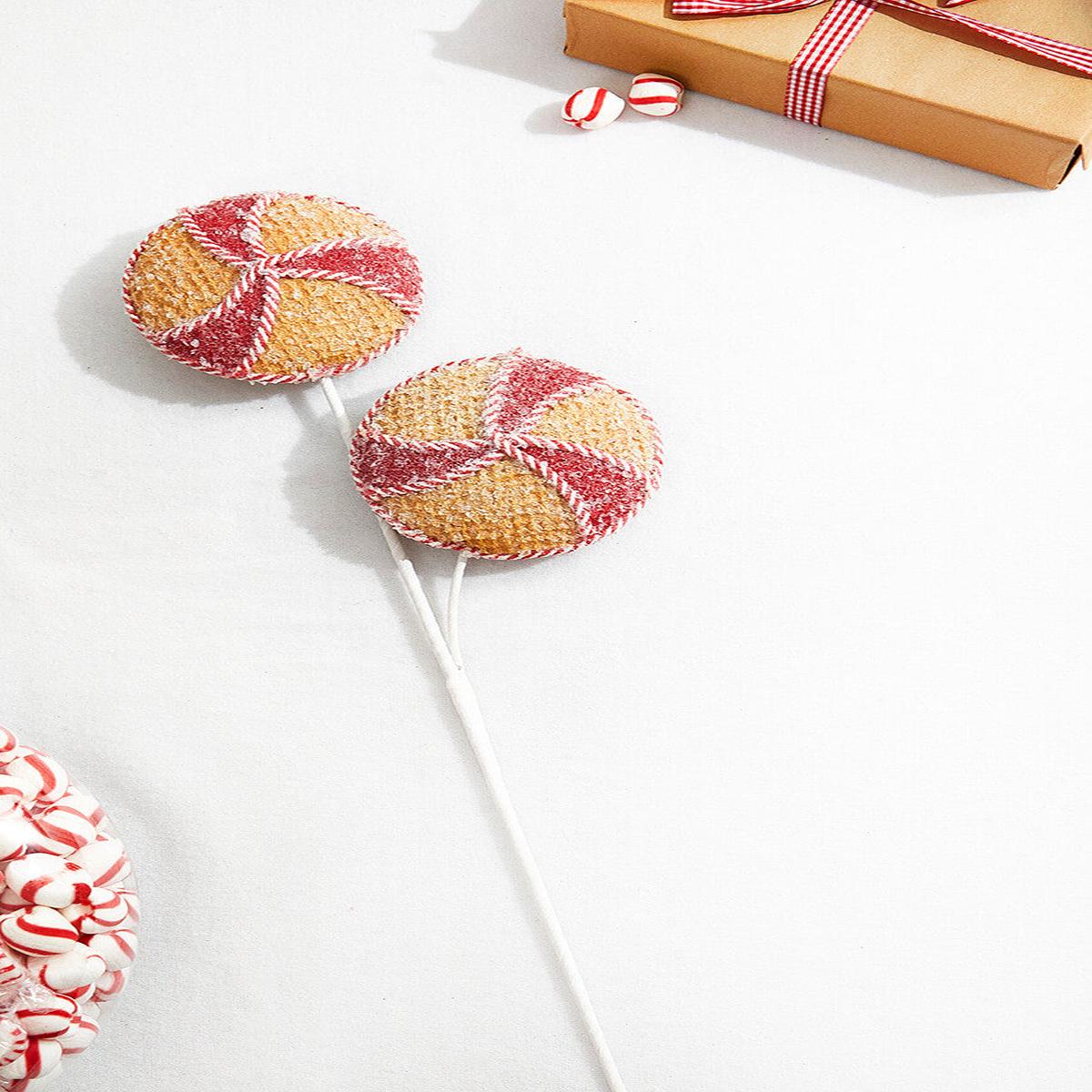 24 Inch Red and White Peppermint Stripe Waffle Spray