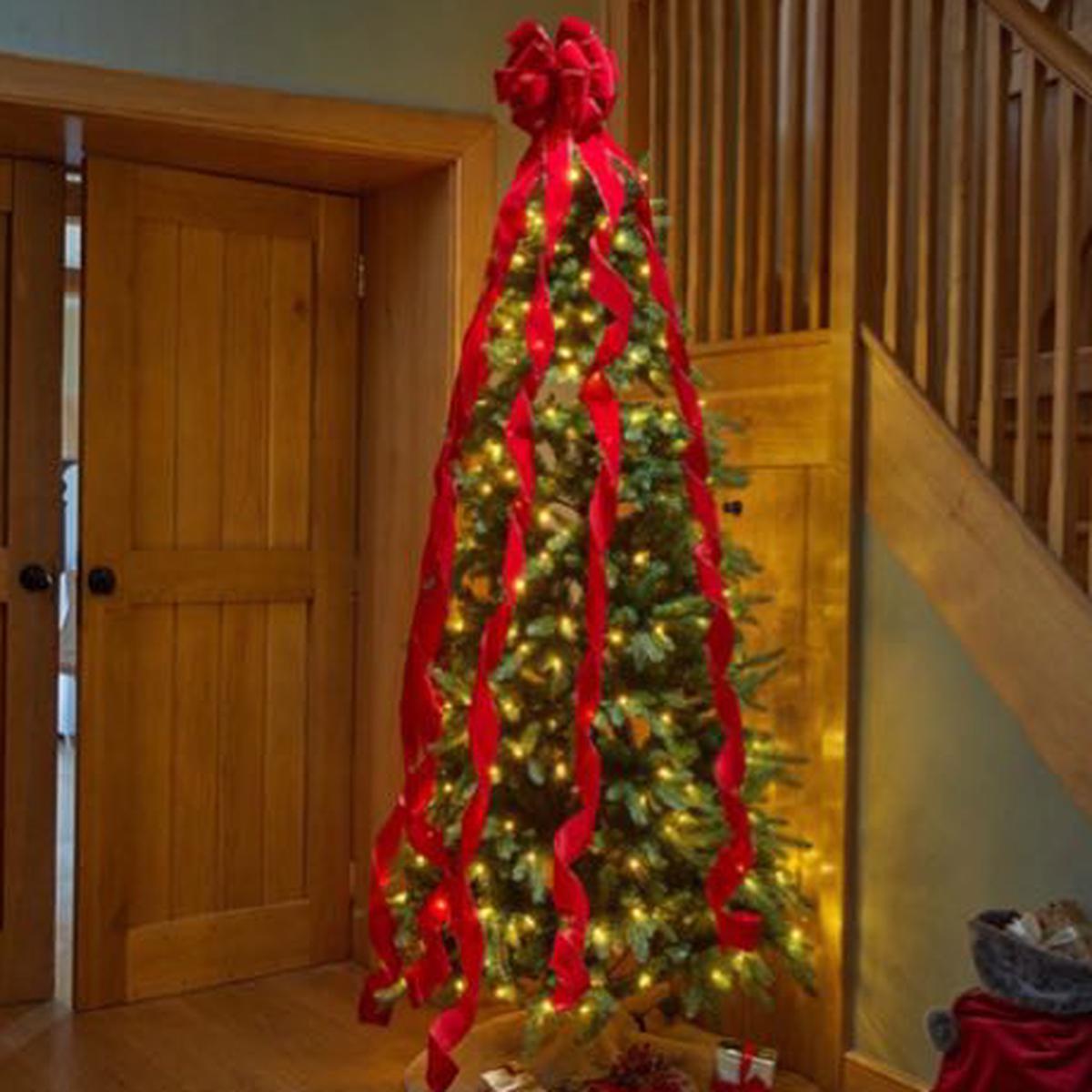 24cm Velvet Tree Bow - Ruby