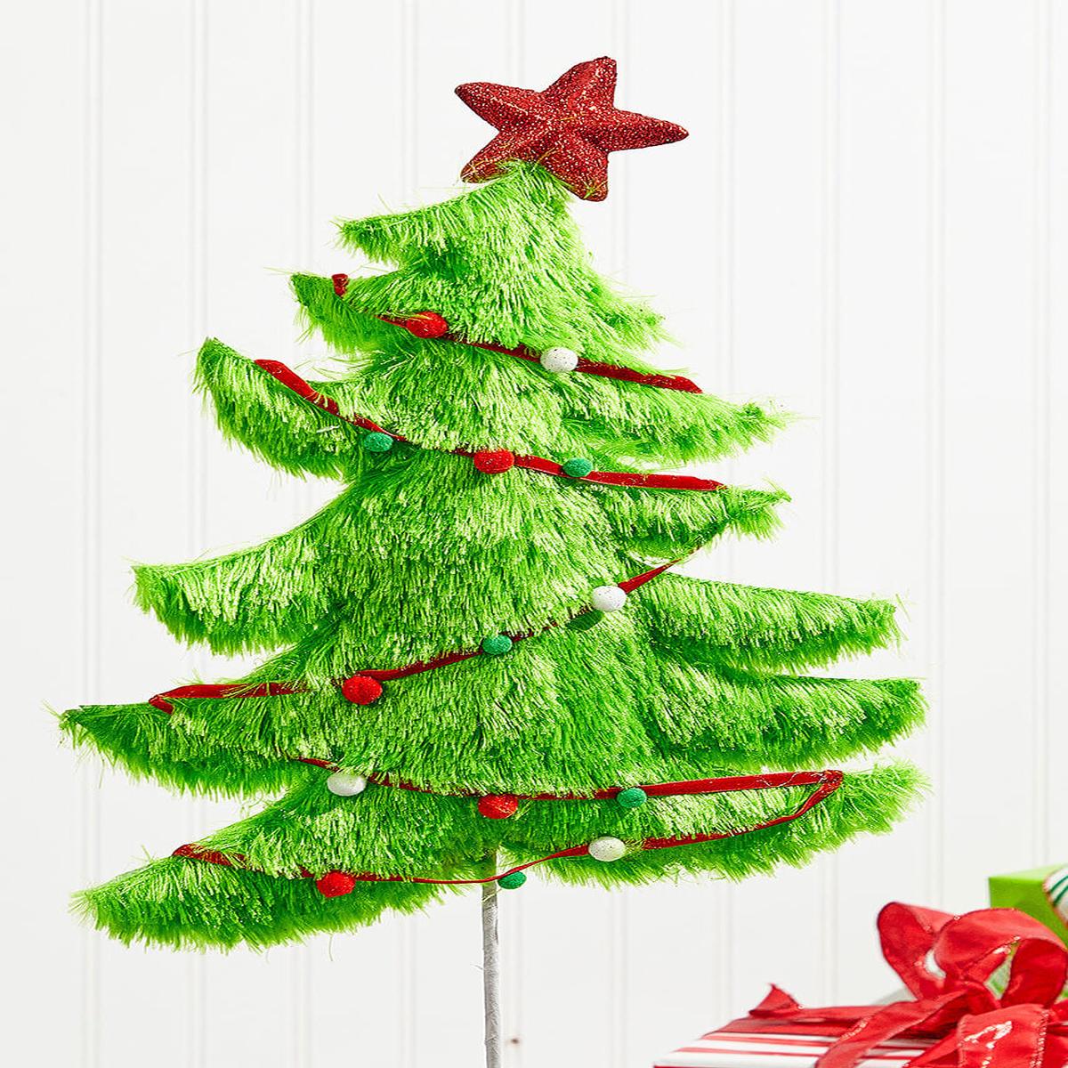 27 Inchi Furry Christmas Tree Pick Holiday Decor Accent