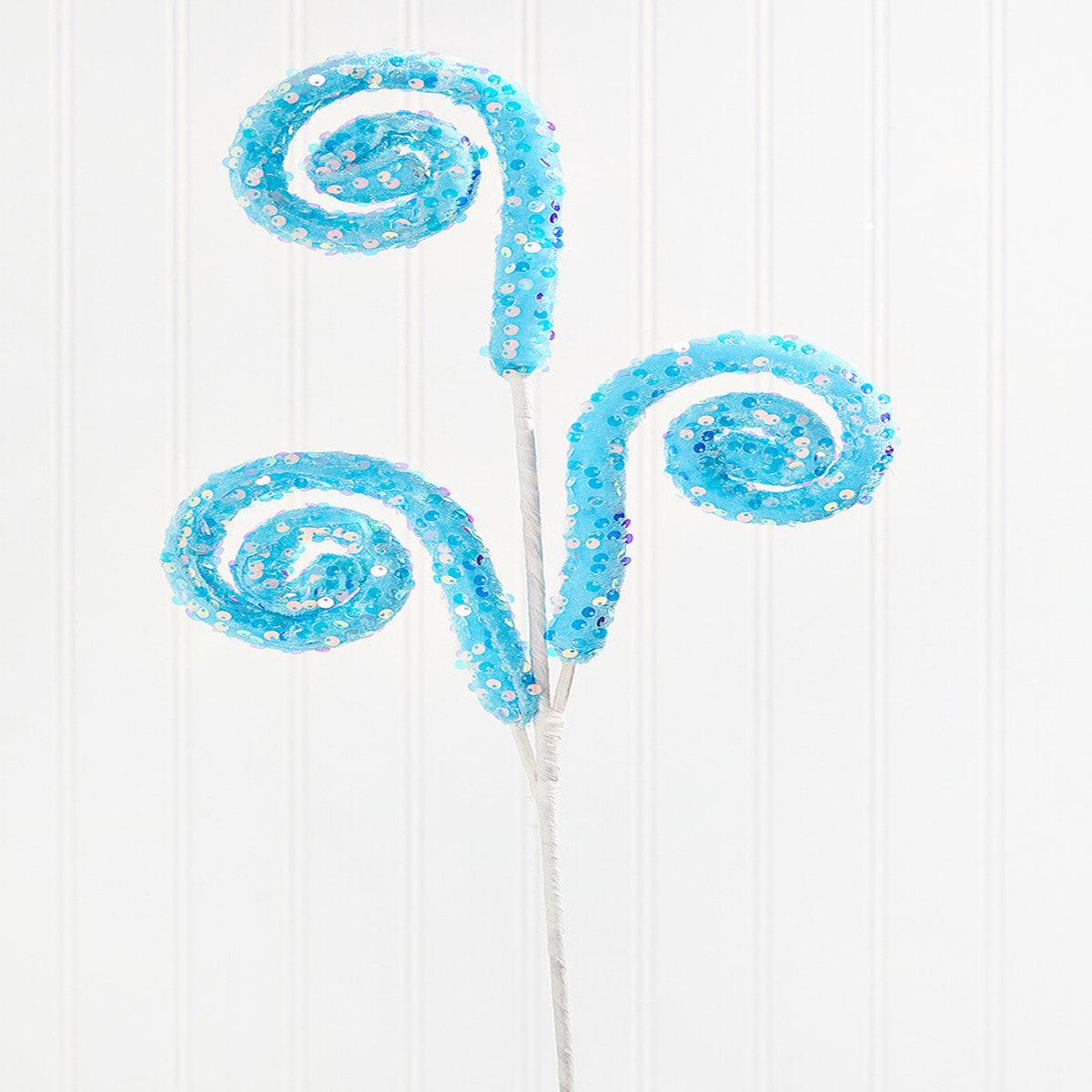 28 Inch Sequin Spiral Curly Spray - Blue