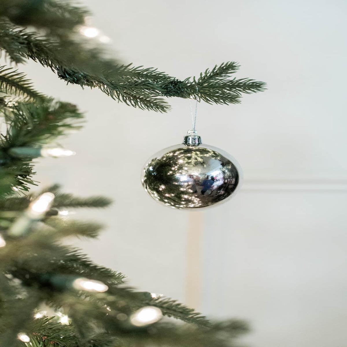 3 Inch Silver Shiny Ball Ornament  Box of 6