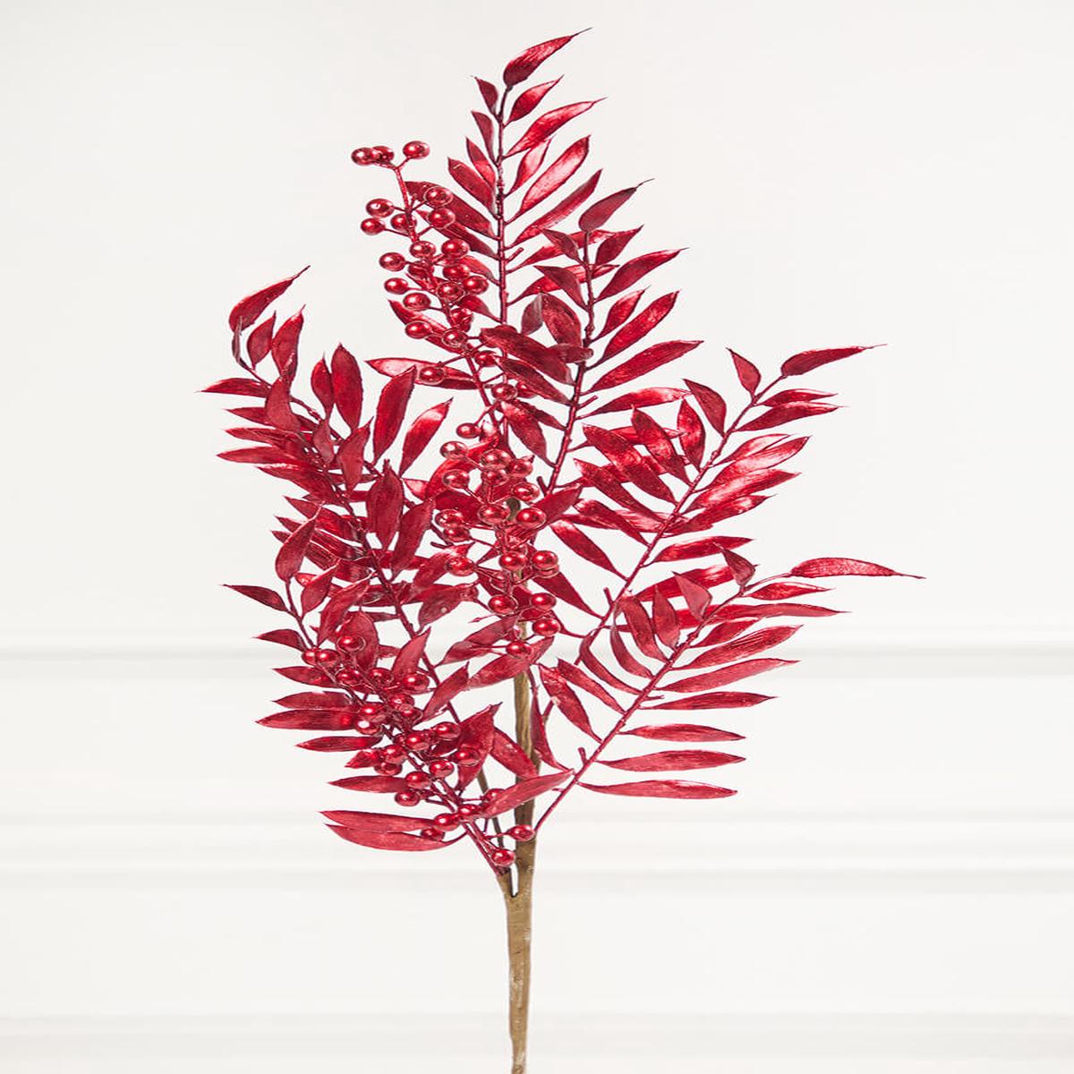 30 Inch Red Metallic Pepperberry Stem