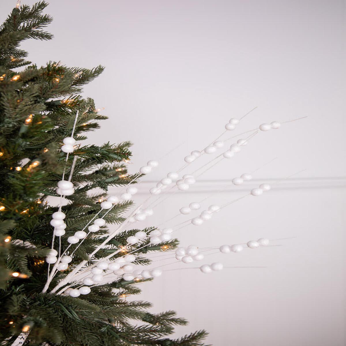33 Inch Glitter Berry Spray  White Decorative Christmas Floral Pick