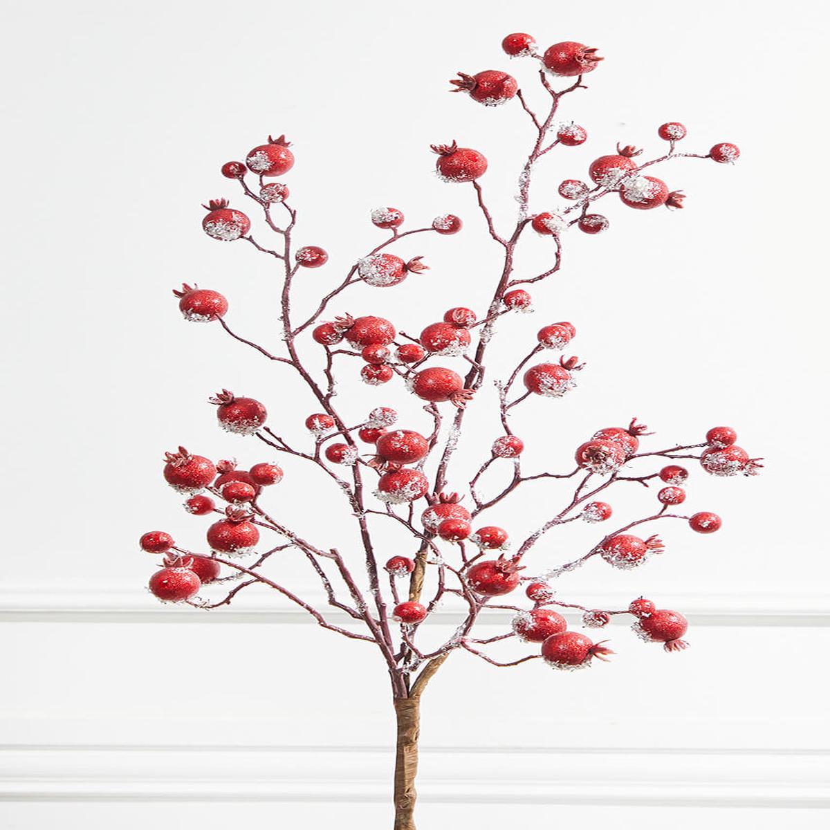 38-Inch Gilded Frosted Red Crabapple Christmas Spray Decor