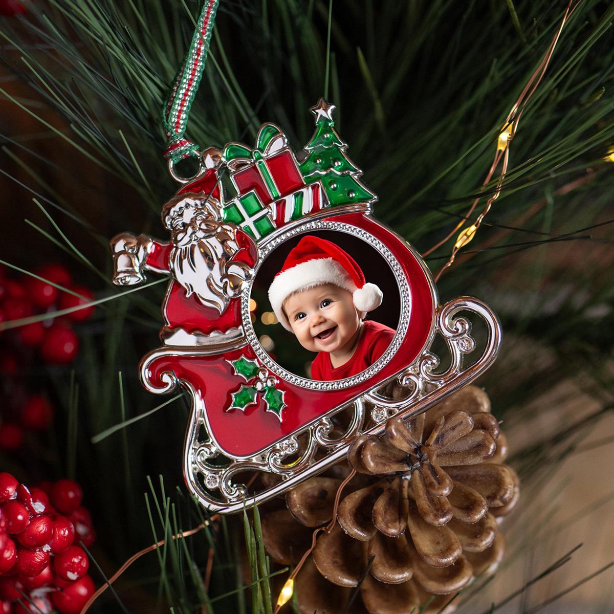 Newbridge Silverware Santa on Sleigh Photo Frame Tree Decoration-New 2025