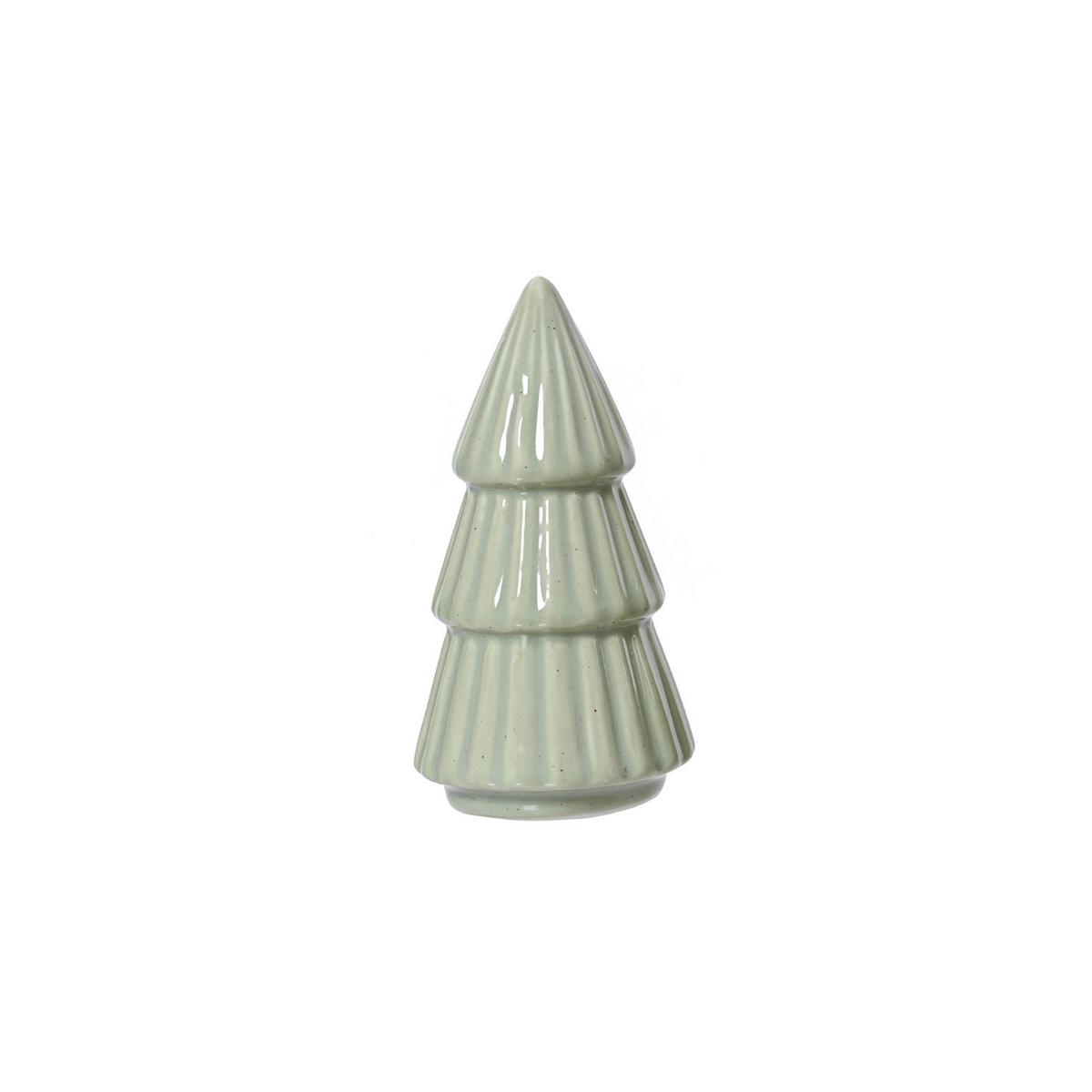 Pale Green Ribbed Shaped Tree Christmas Decoration