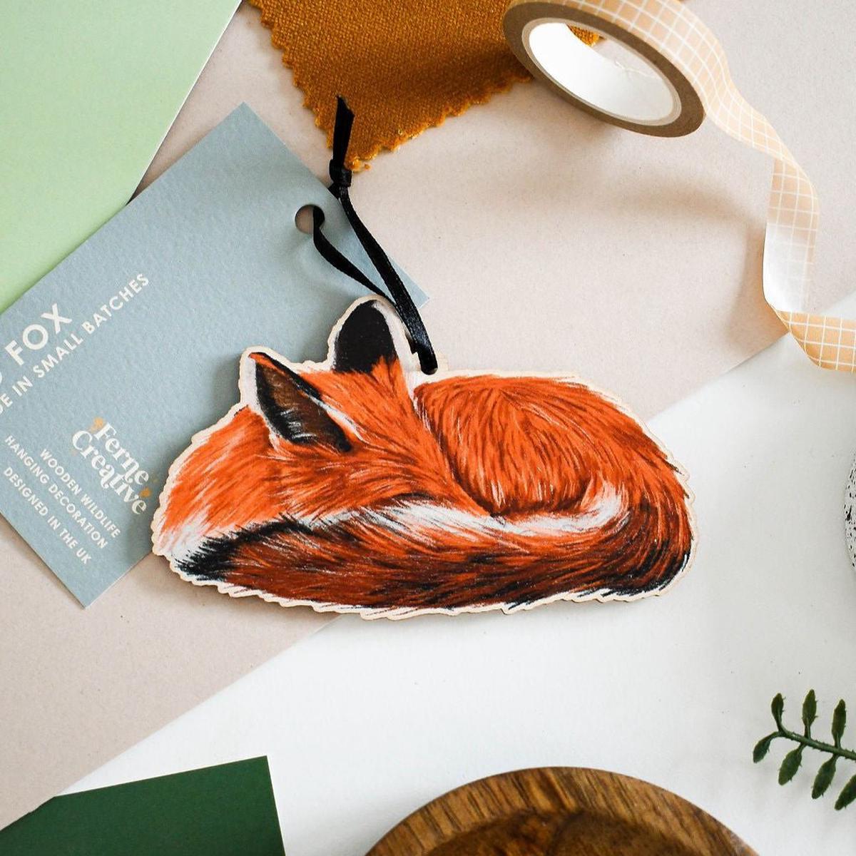 Red Fox Wooden Hanging Decoration