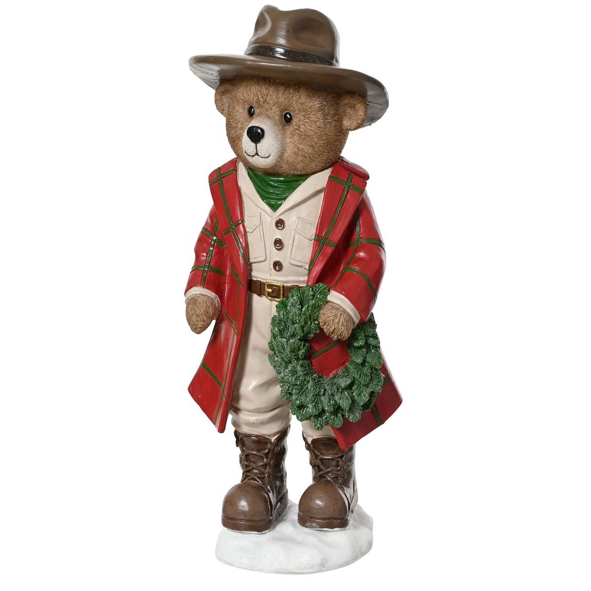 Standing Bear with Wreath Christmas Decoration