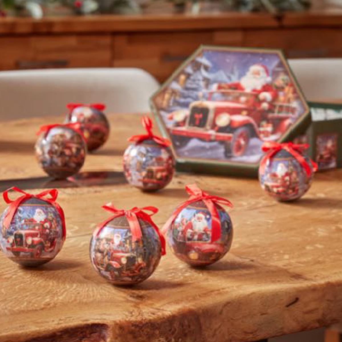 Vintage Baubles Box of 7 - Driving Santa