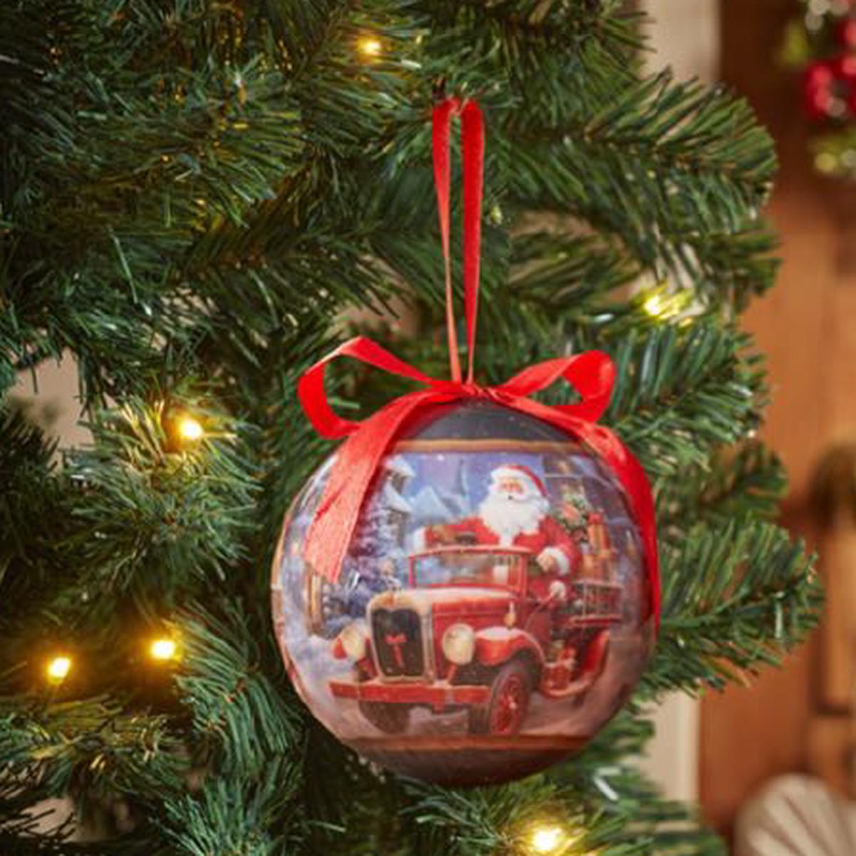 12cm Vintage Bauble - Robin
